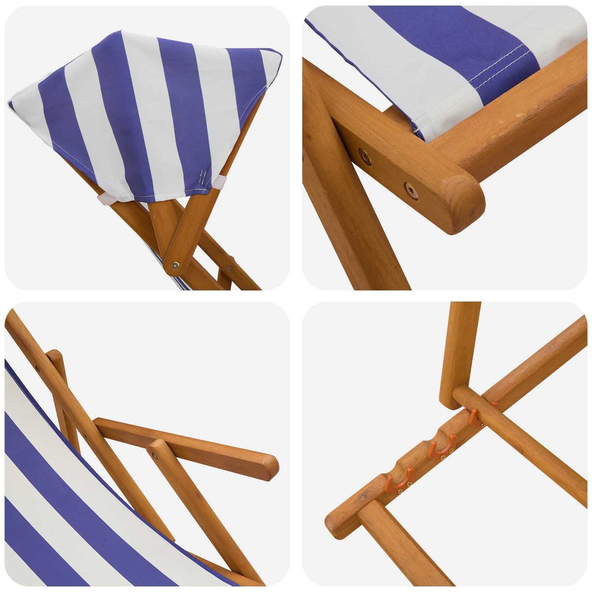 Ležaljka 2 pcs 3 Pozicija Čvrsto drvo eukaliptusa
