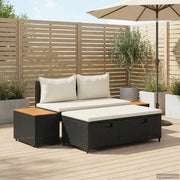 Set vanjskih sofa 4 pcs Crna i krem-bijela Poliratan i Akacija
