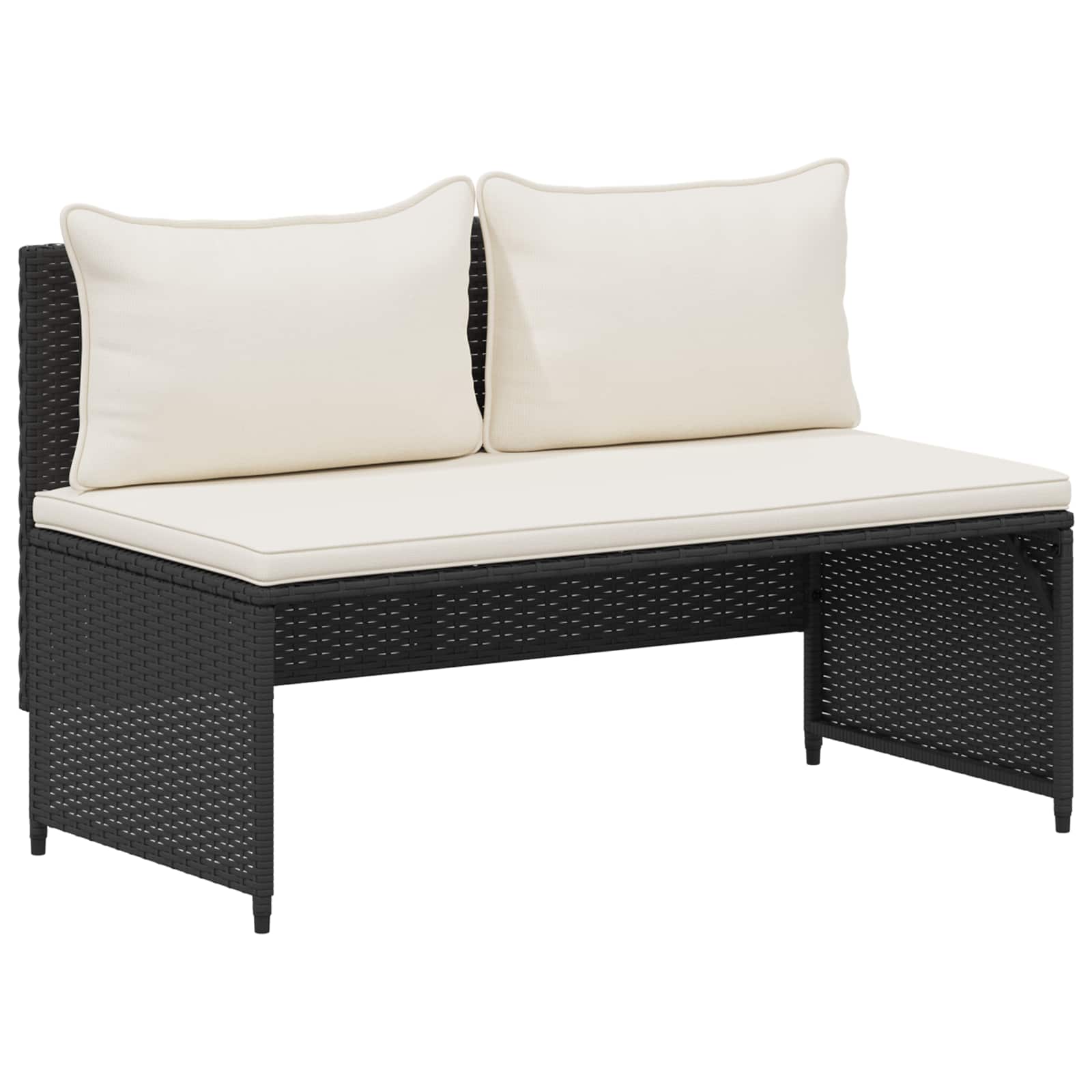 Set vanjskih sofa 4 pcs Crna i krem-bijela Poliratan i Akacija