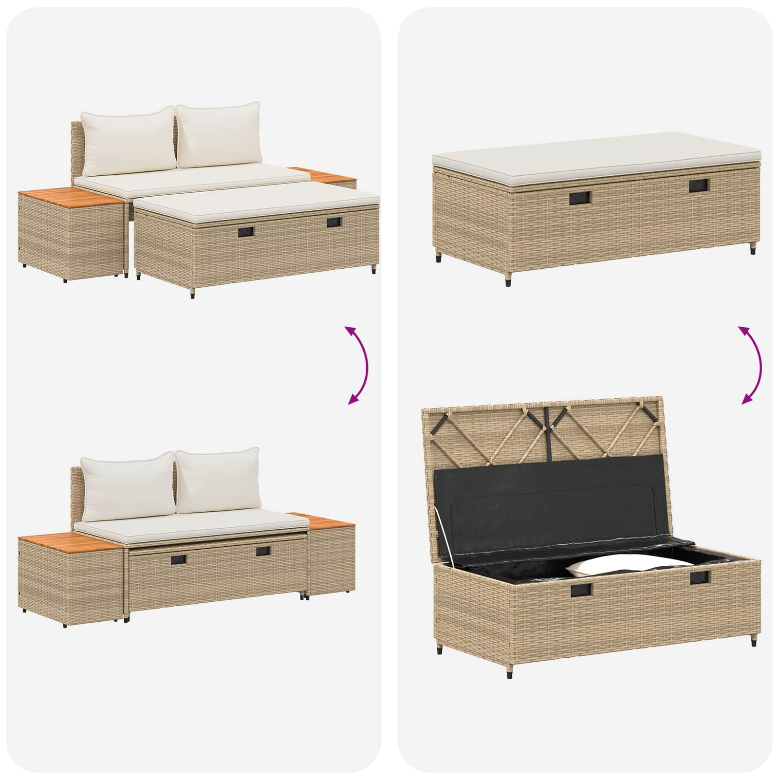Set vanjskih sofa 4-Broj sjedala 4 pcs 55 x 30 x 39 cm