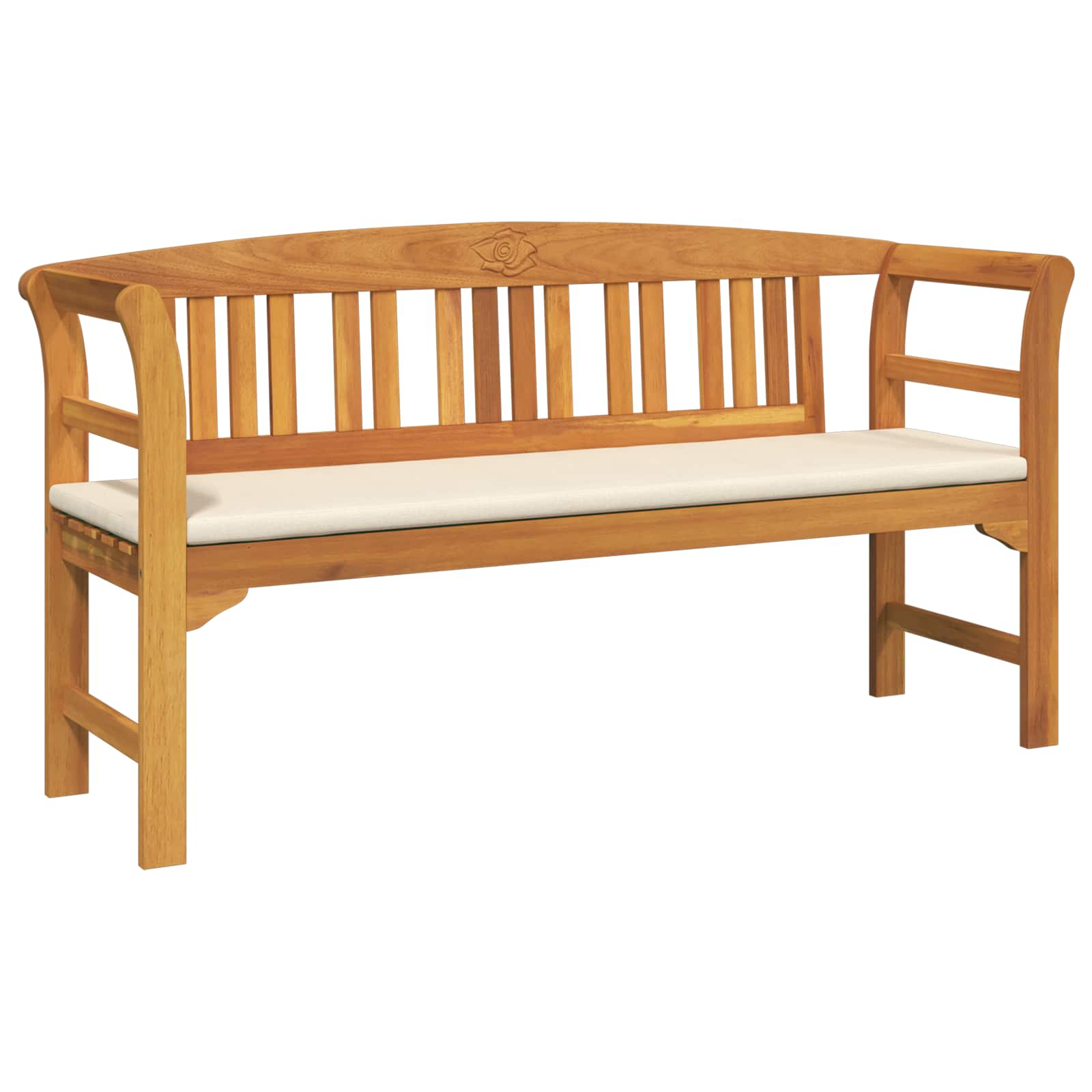 Klupa s ružama Prirodna 157 x 46 x 82,5 cm Čvrsto drvo akacije