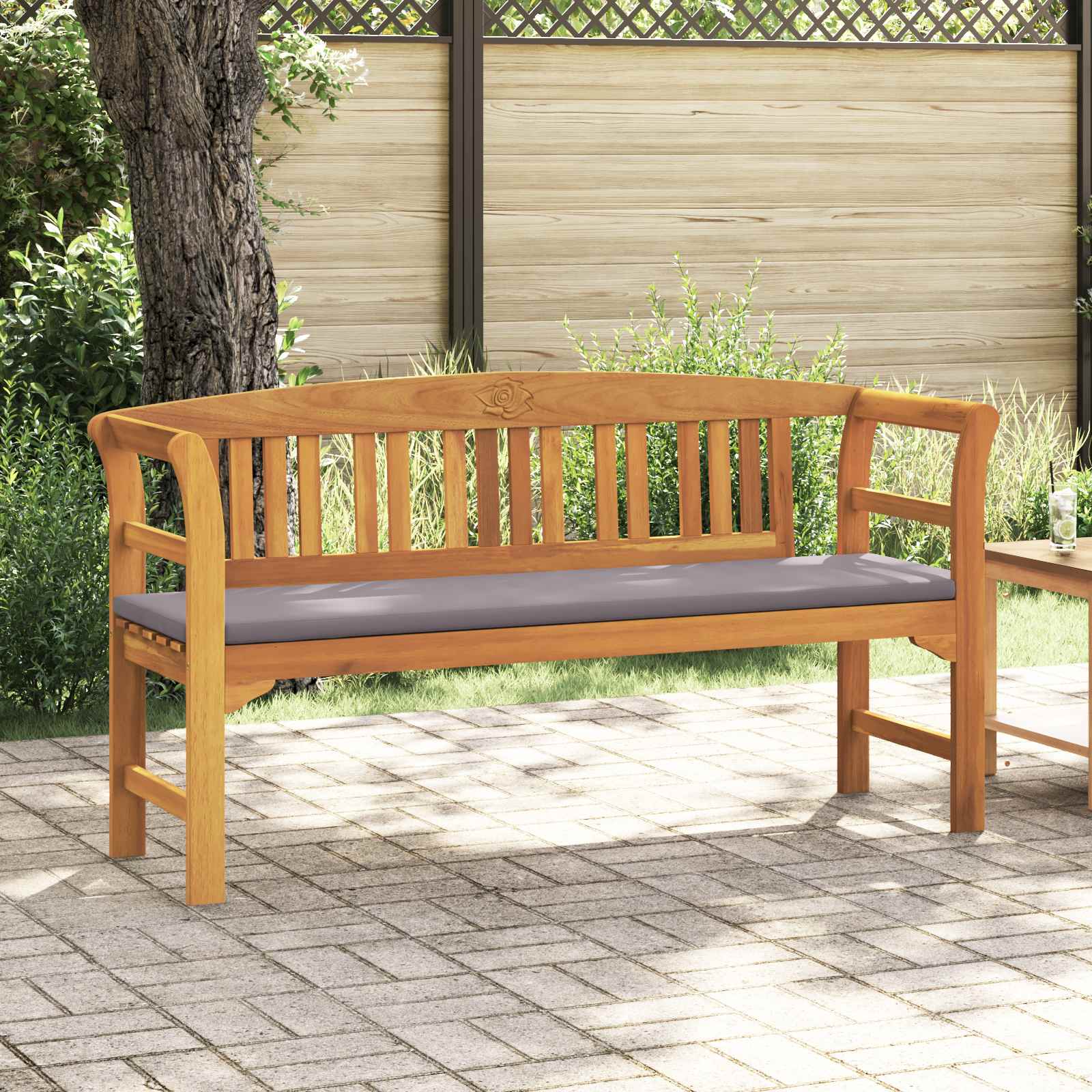 Klupa s ružama Prirodna 157 x 46 x 82,5 cm Čvrsto drvo akacije