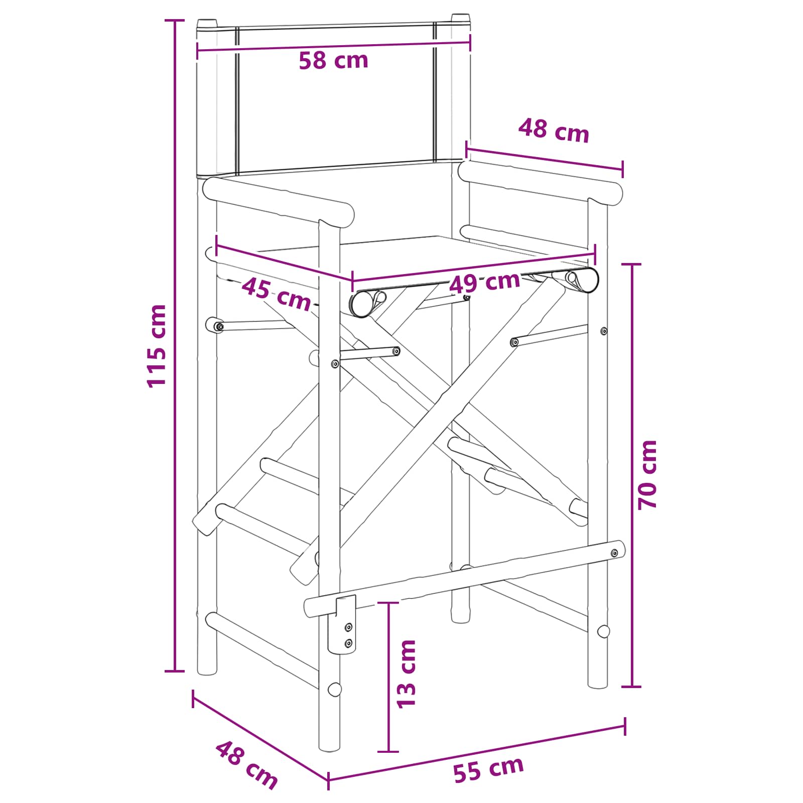 Sklopiva stolica za direktore 2 pcs Prirodna Bambus