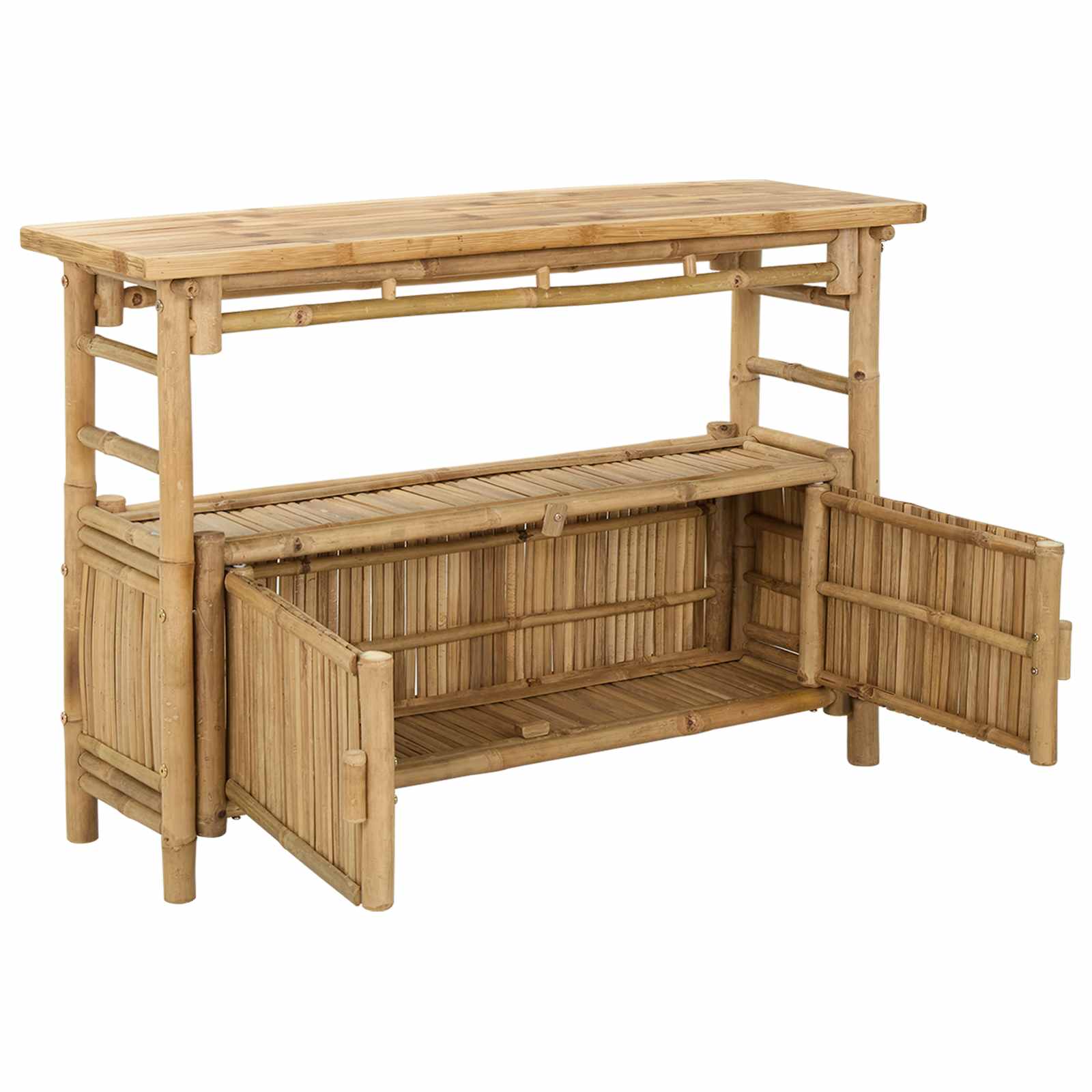 Konzolna stolica s policom Prirodna 110 x 35 x 75 cm Bambus
