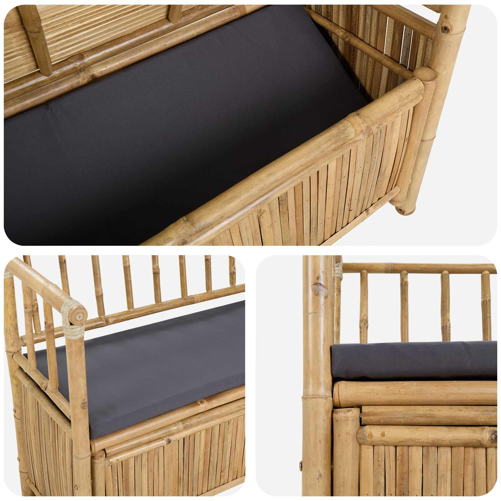 Klupa za vrtno skladištenje 110 x 47 x 80 cm Bambus Prirodna