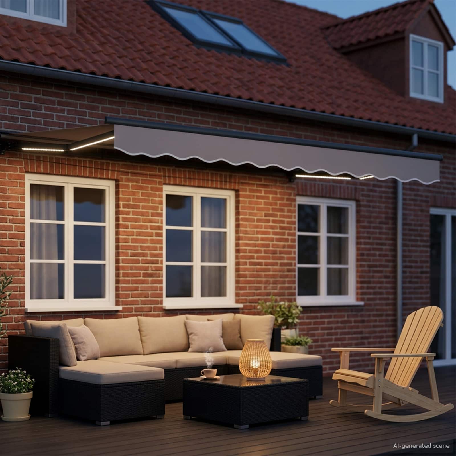 Ručni okvir tende s LED-ima Antracit 3,5 x 2,5 m Aluminij