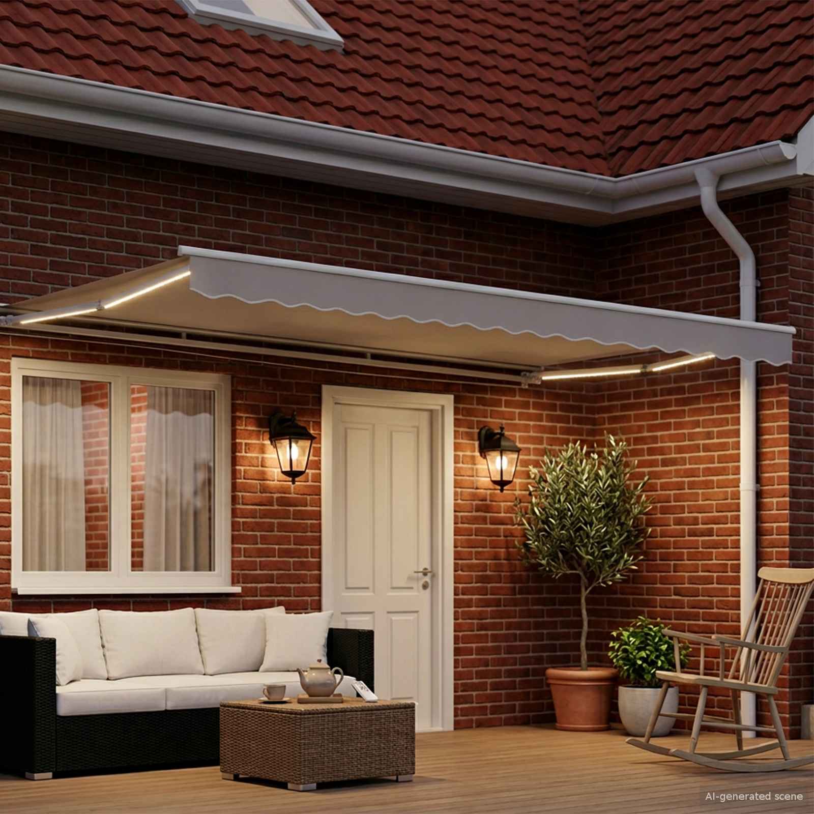 Okvir električne tende s LED-ovima Bijeli 4 x 2 m Aluminij