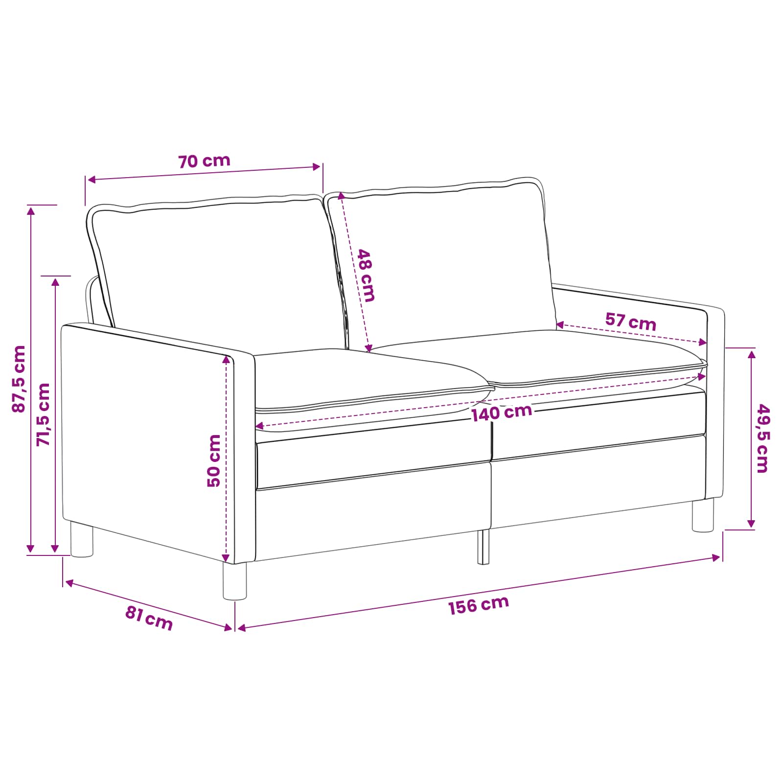 Sofa Crna 156 x 81 x 87,5 cm Poliester