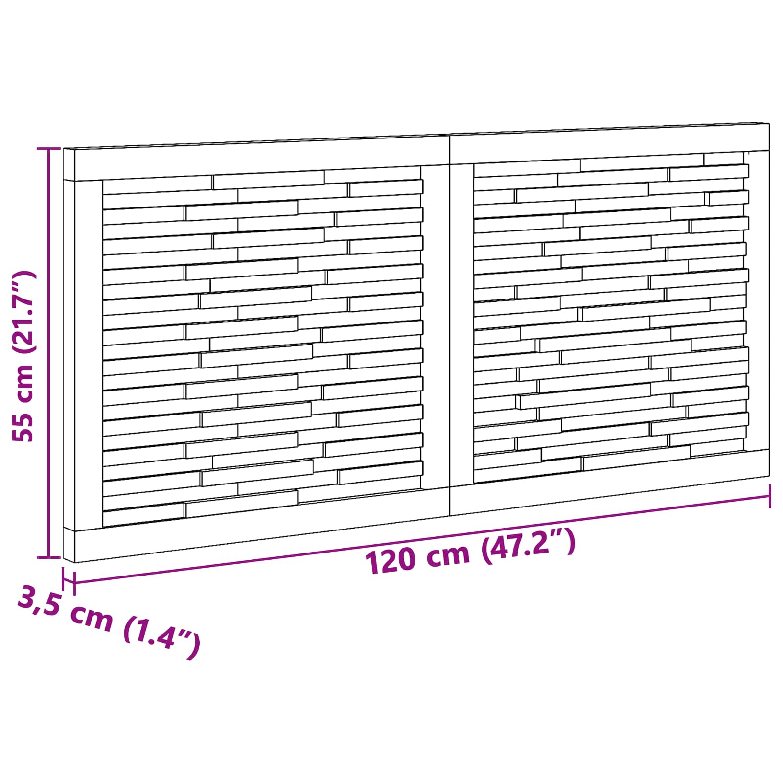 Uzglavlje Zidne Prirodna 120 cm Čvrsto teak drvo