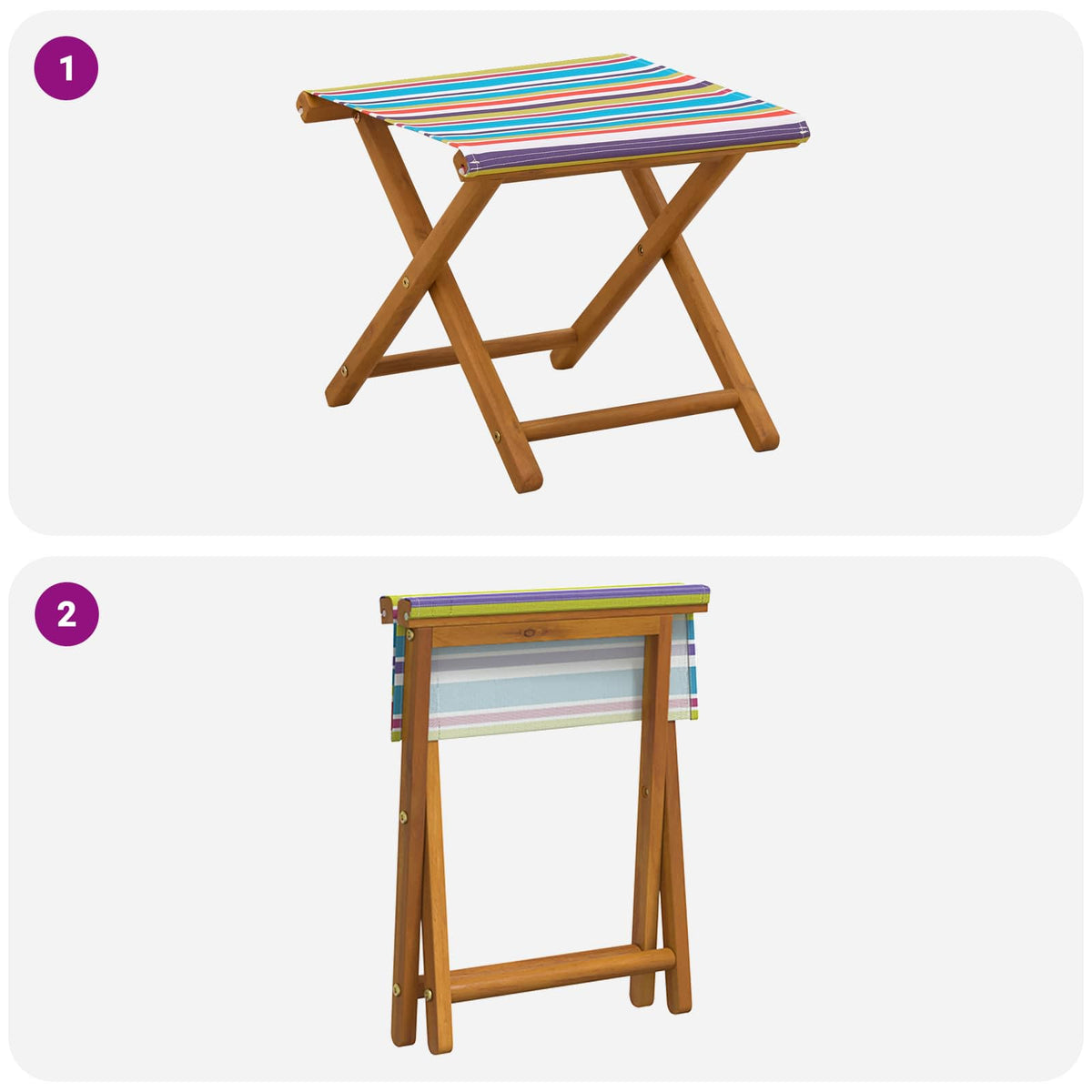 Ležaljka 2 pcs Čvrsto drvo eukaliptusa Šareni