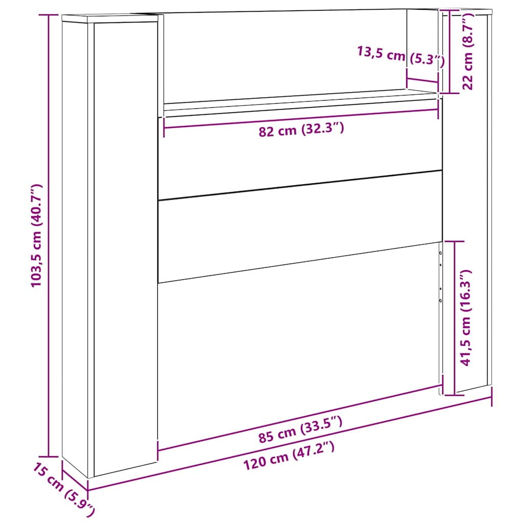 Uzglavlje Staro drvo 120 x 15 x 103,5 cm Konstruirano drvo