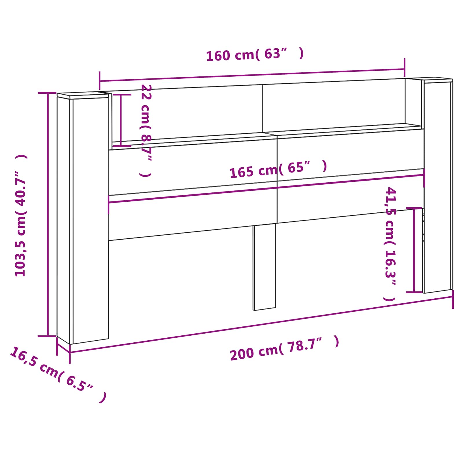 Uzglavlje Smeđi hrast 200 x 16,5 x 103,5 cm Konstruirano drvo