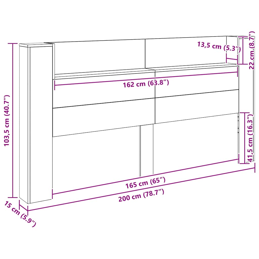Uzglavlje Staro drvo 200 x 15 x 103,5 cm Konstruirano drvo