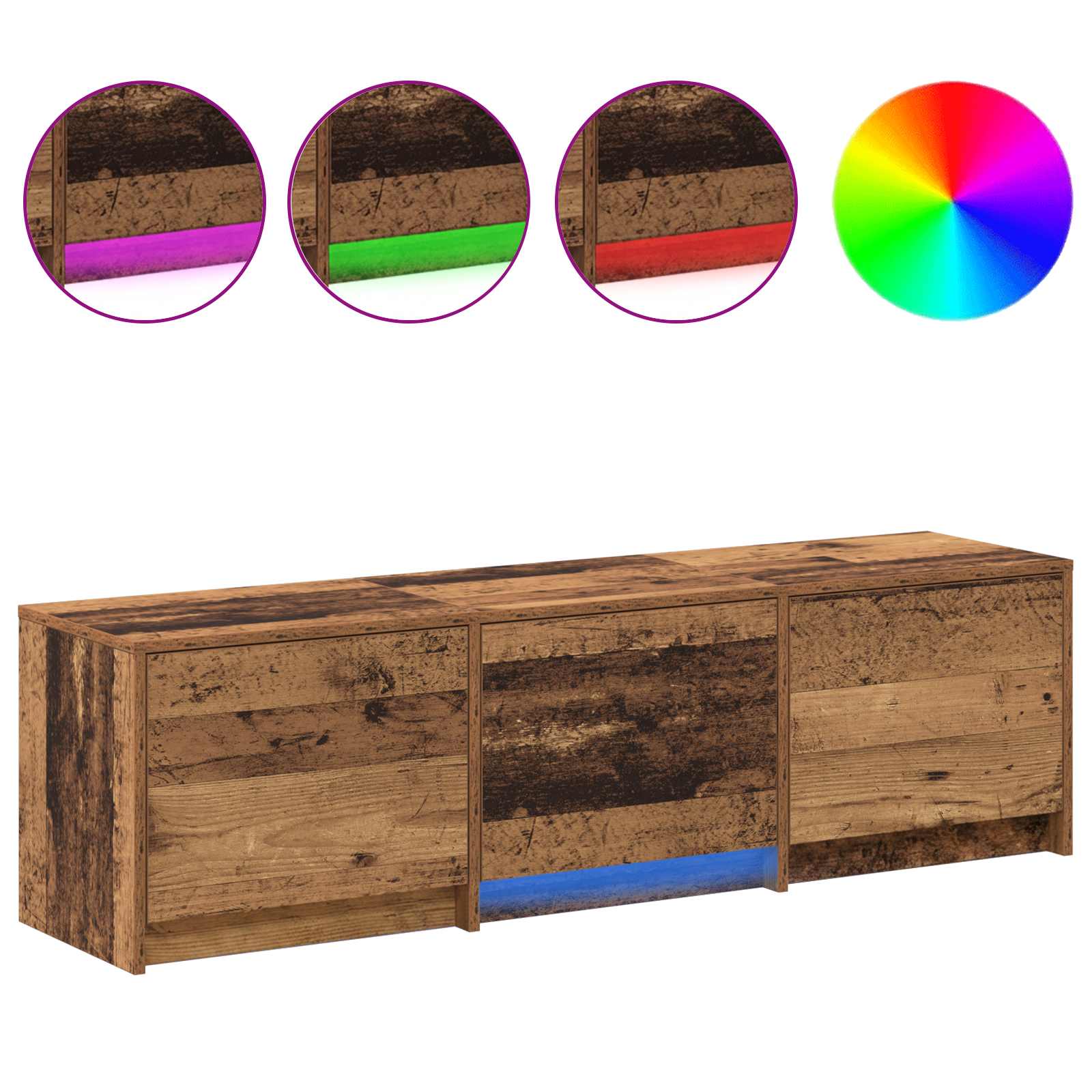 TV ormarić s LED rasvjetom Staro drvo 140 x 34 x 40 cm