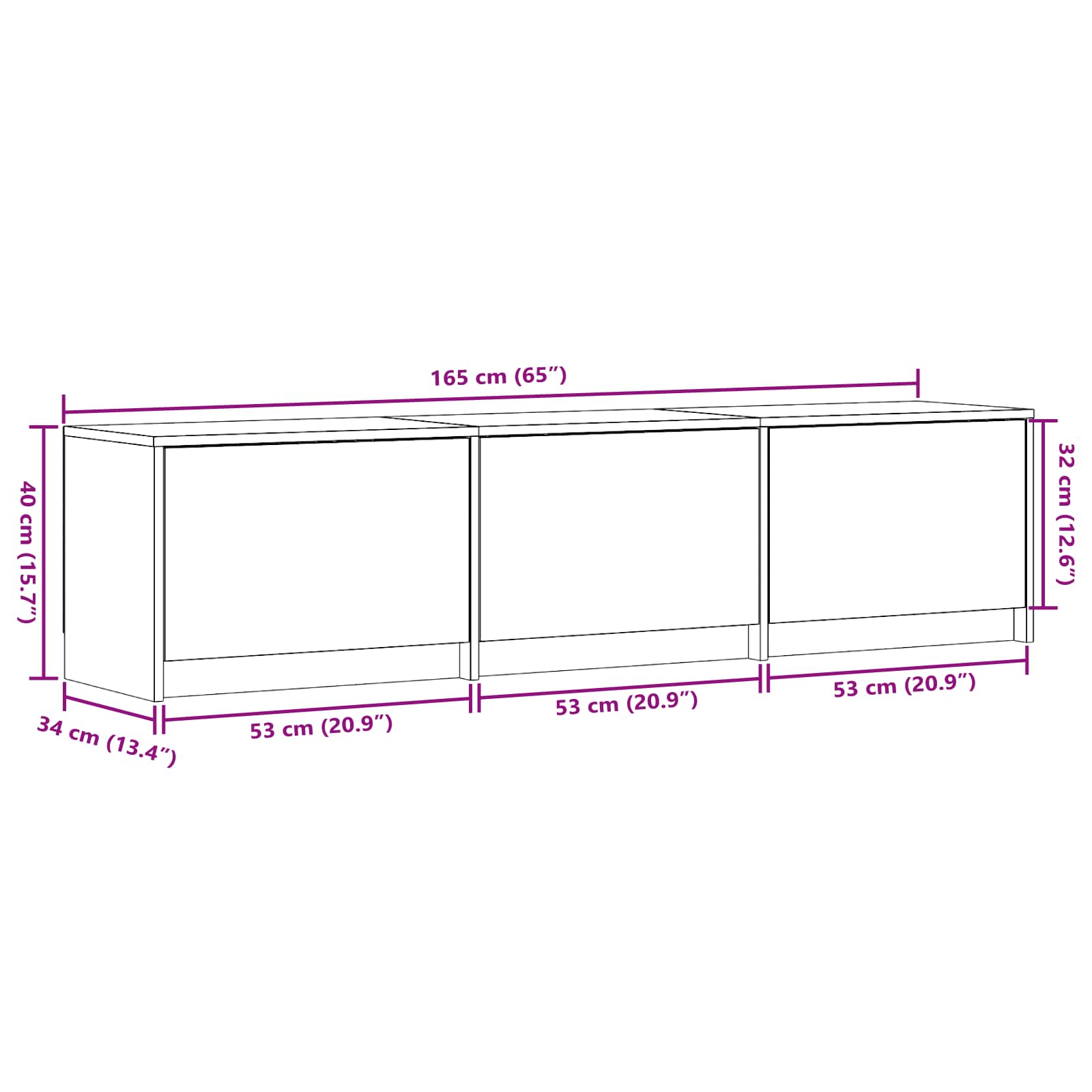 TV ormarić s LED rasvjetom Dimljeni Hrast 165 x 34 x 40 cm