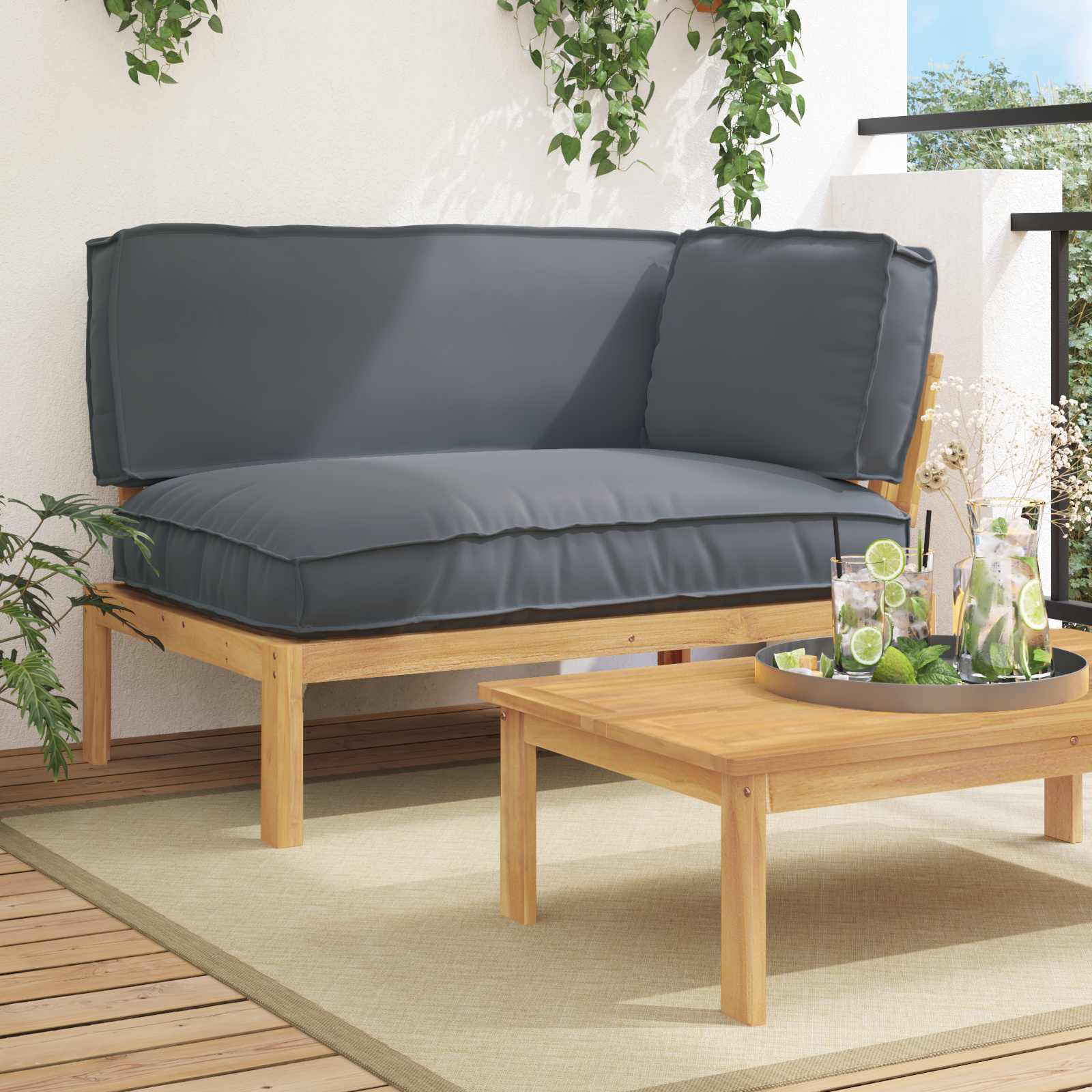 Set sofe Antracit 133 x 92 x 69 cm Čvrsto drvo akacije