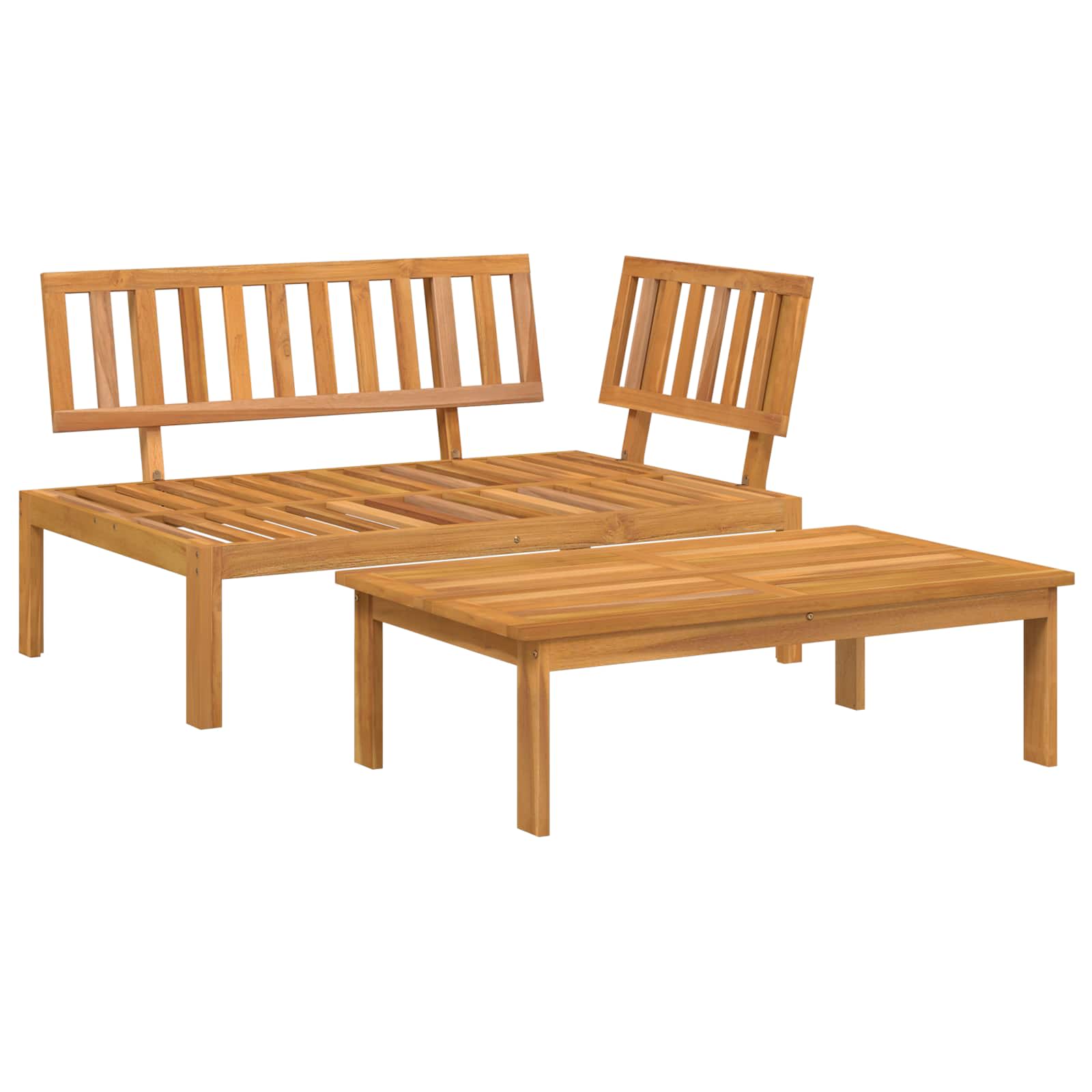 Set sofe s jastukom Jednobojno 2 pcs Bež Čvrsto drvo akacije