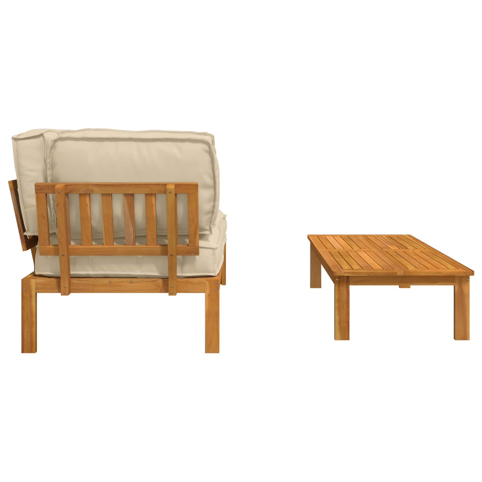 Set sofe s jastukom Jednobojno 2 pcs Bež Čvrsto drvo akacije