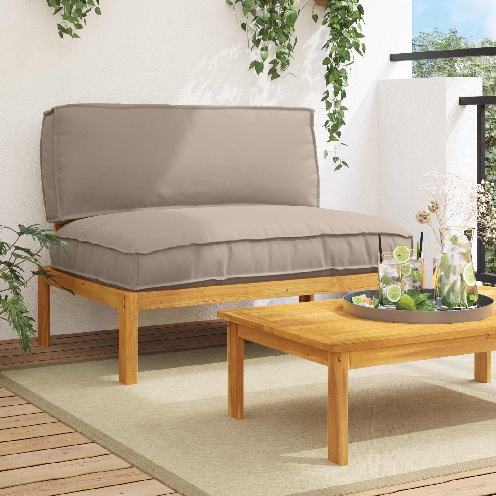 Set sofe Sivo-smeđa 120 x 92 x 69 cm Čvrsto drvo akacije