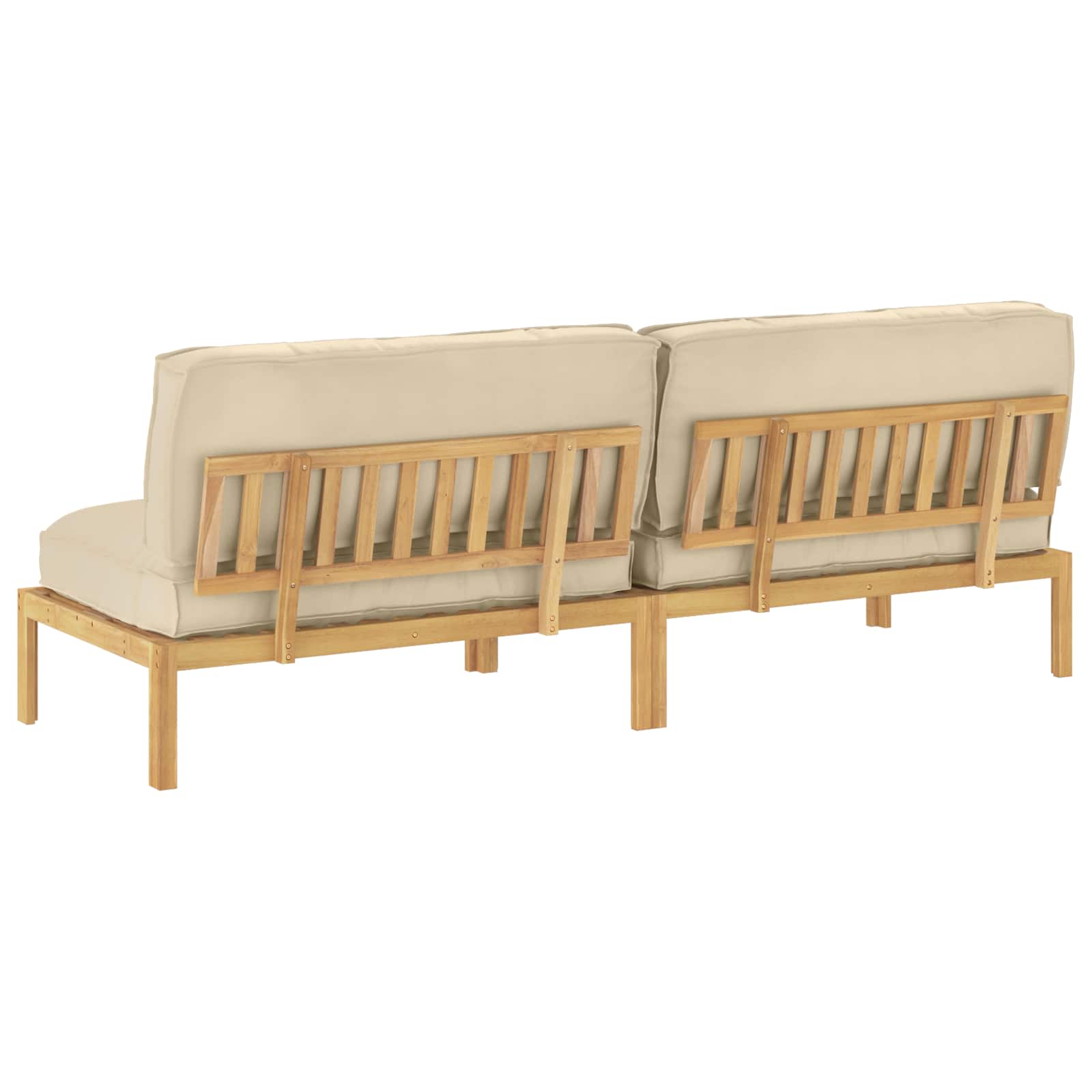 Set sofe s jastukom Bež 240 x 92 x 69 cm Čvrsto drvo akacije