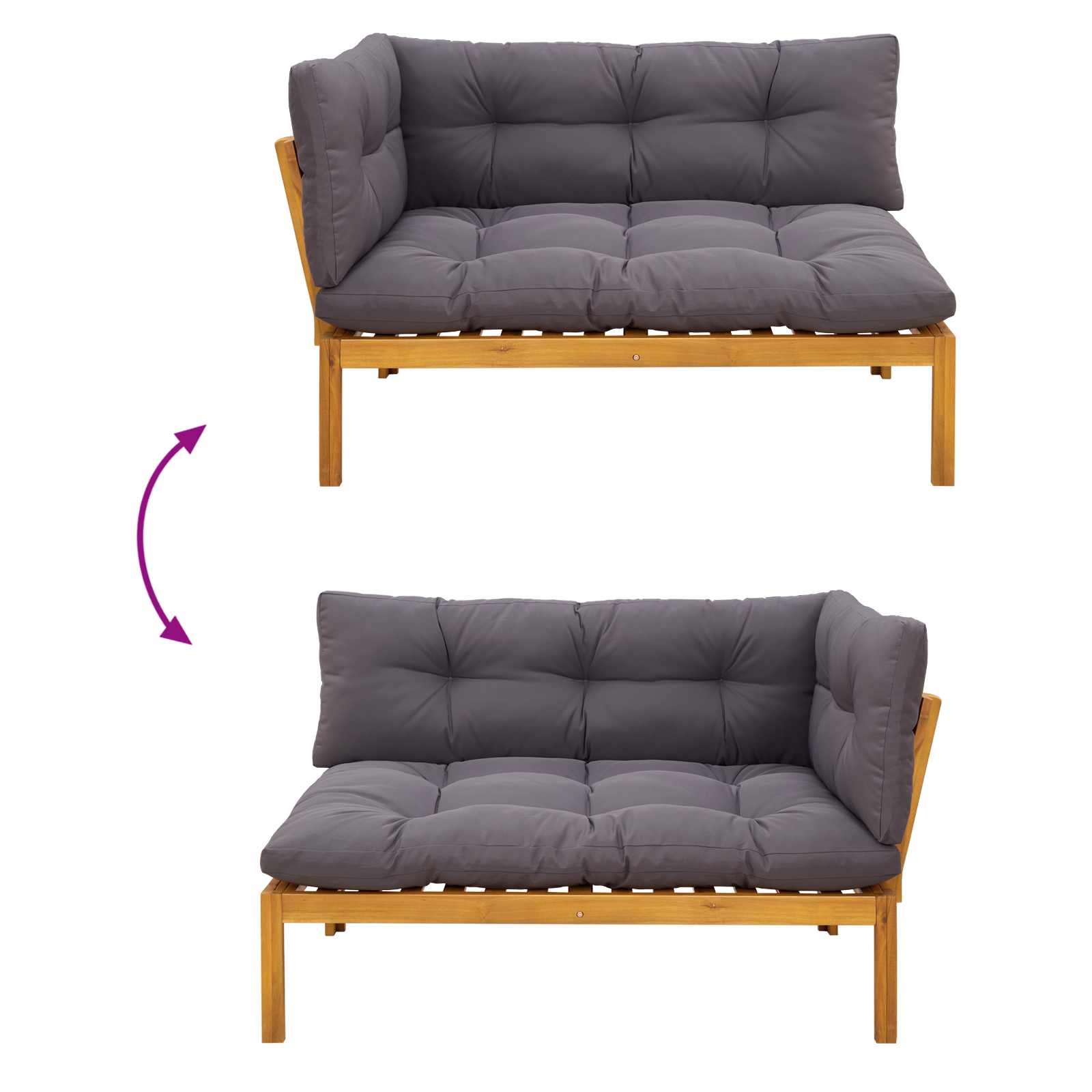 Jedinične vrtne Pallet sofe 2 Komad Prirodna i tamno siva