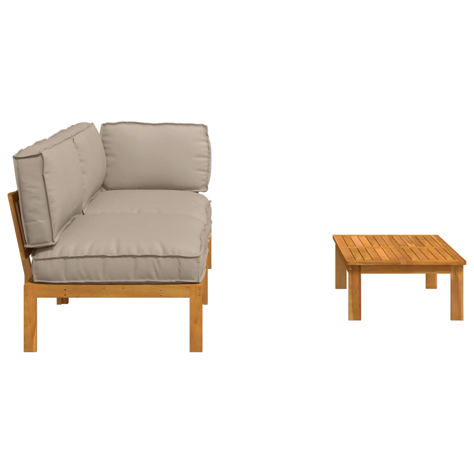 Set sofe s jastukom 3 pcs Sivo-smeđa Čvrsto drvo akacije