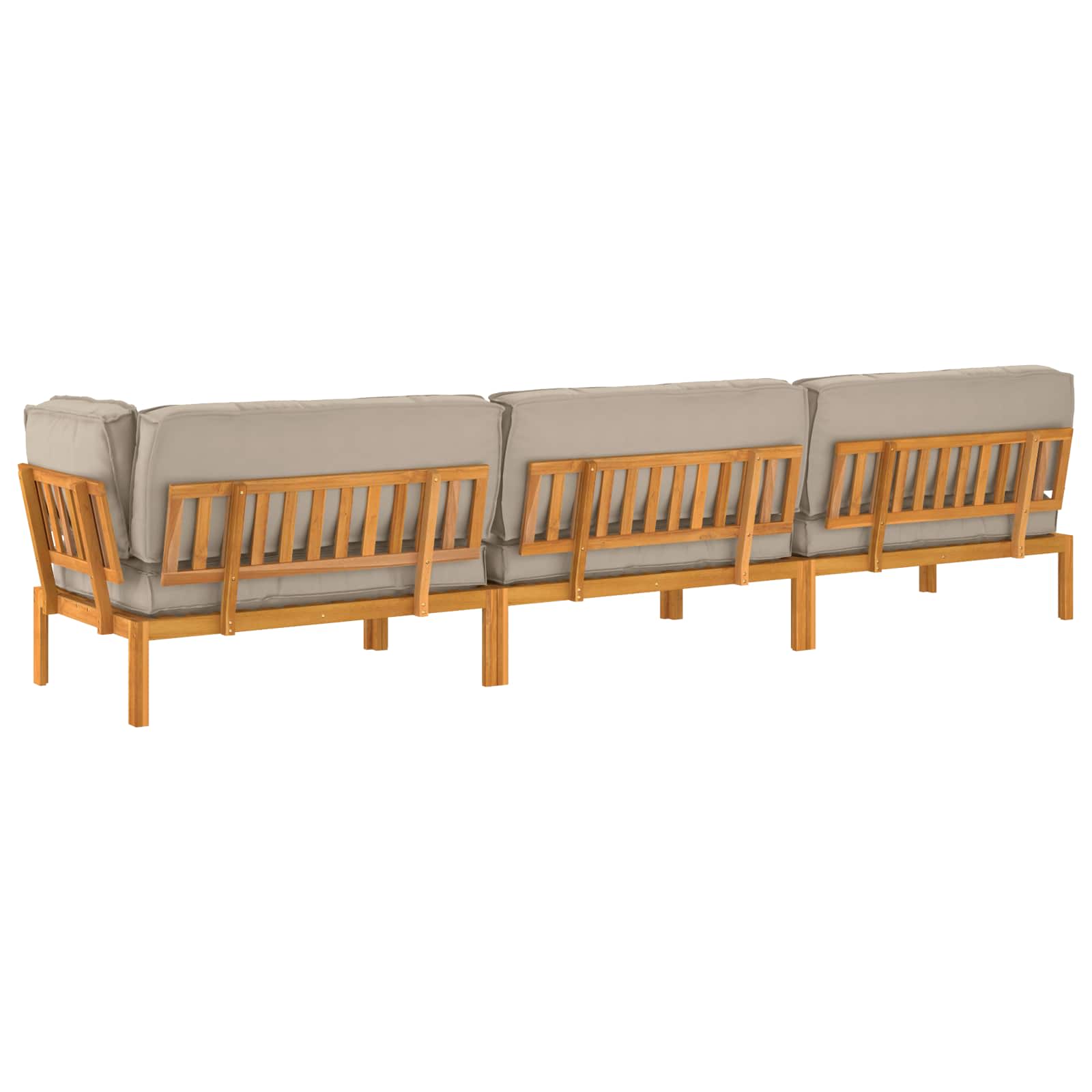 Set sofe s jastukom 4 pcs Sivo-smeđa Čvrsto drvo akacije
