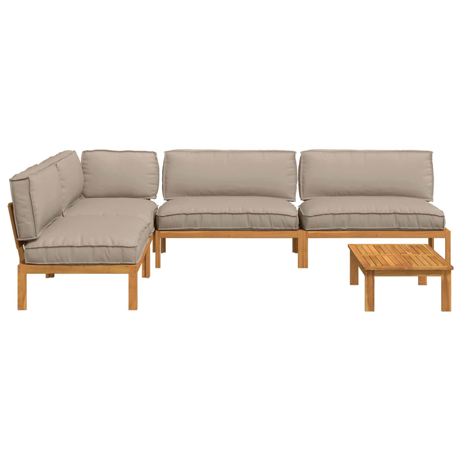 Set sofe s jastukom 5 pcs Sivo-smeđa Čvrsto drvo akacije