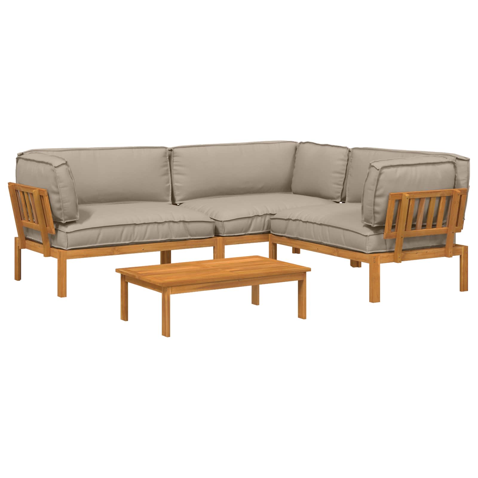 Set sofe s jastukom 4 pcs Sivo-smeđa Čvrsto drvo akacije
