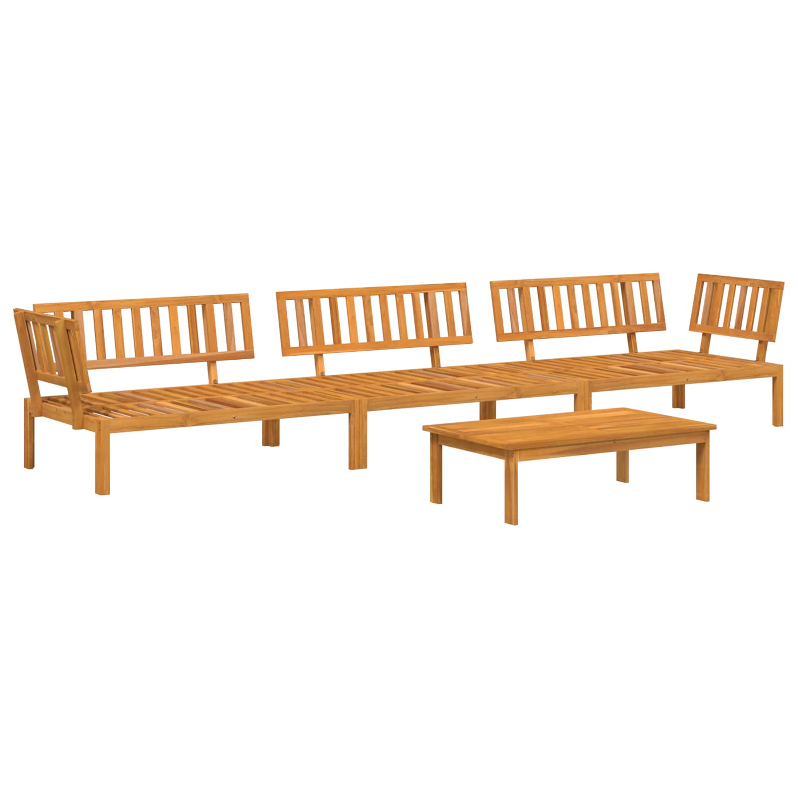 Set sofe s jastukom 4 pcs Sivo-smeđa Čvrsto drvo akacije