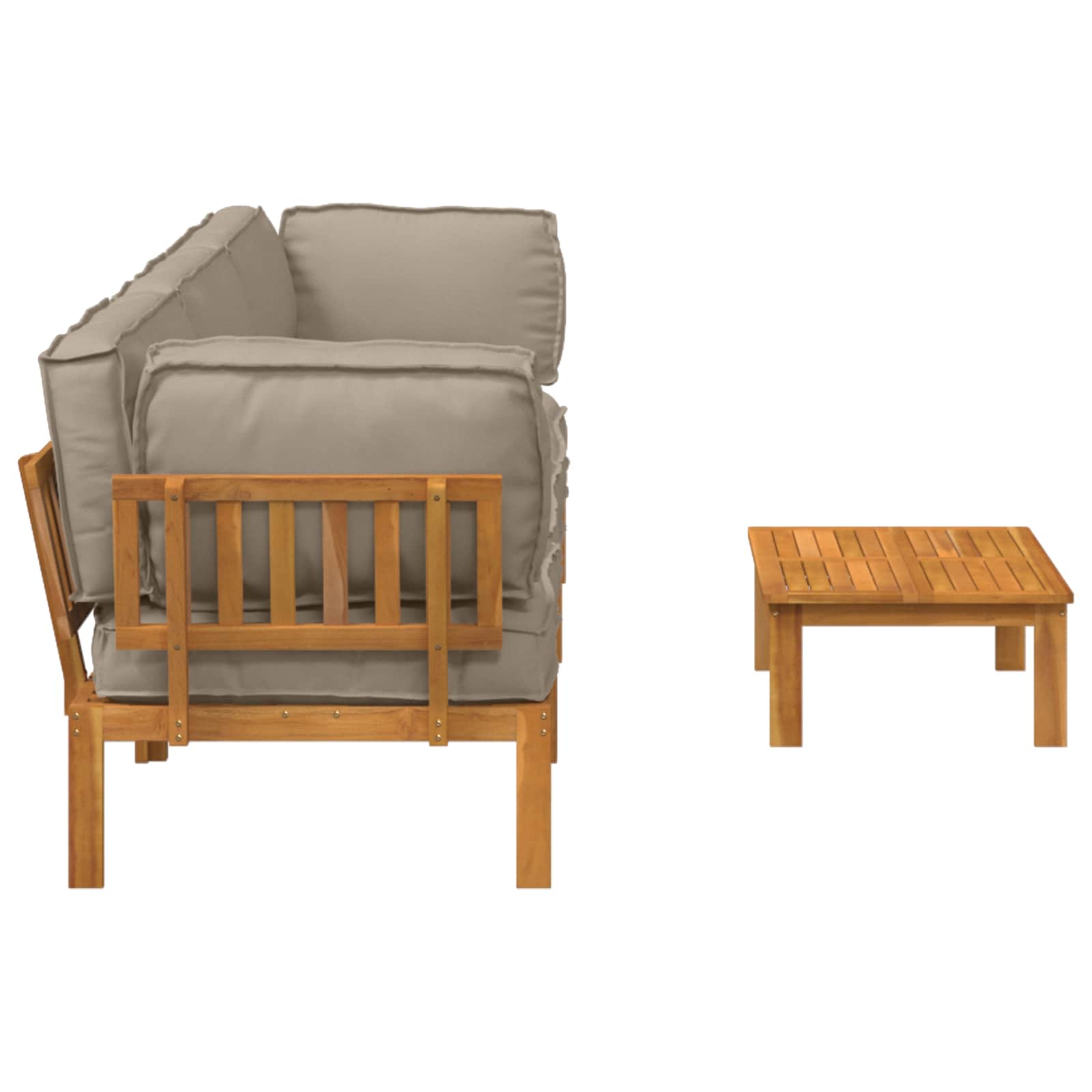 Set sofe s jastukom 4 pcs Sivo-smeđa Čvrsto drvo akacije