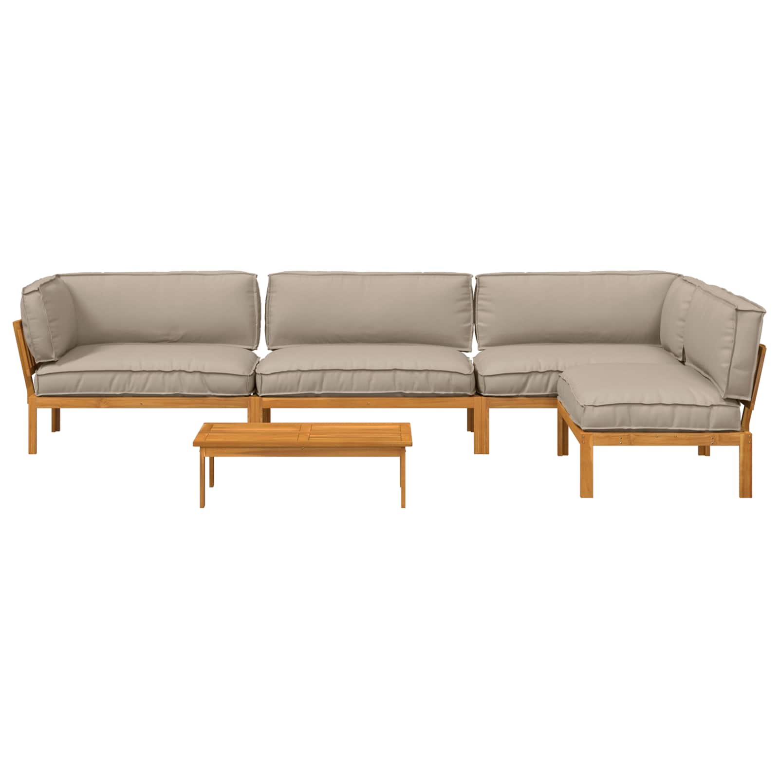 Set sofe s jastukom 5 pcs Sivo-smeđa Čvrsto drvo akacije