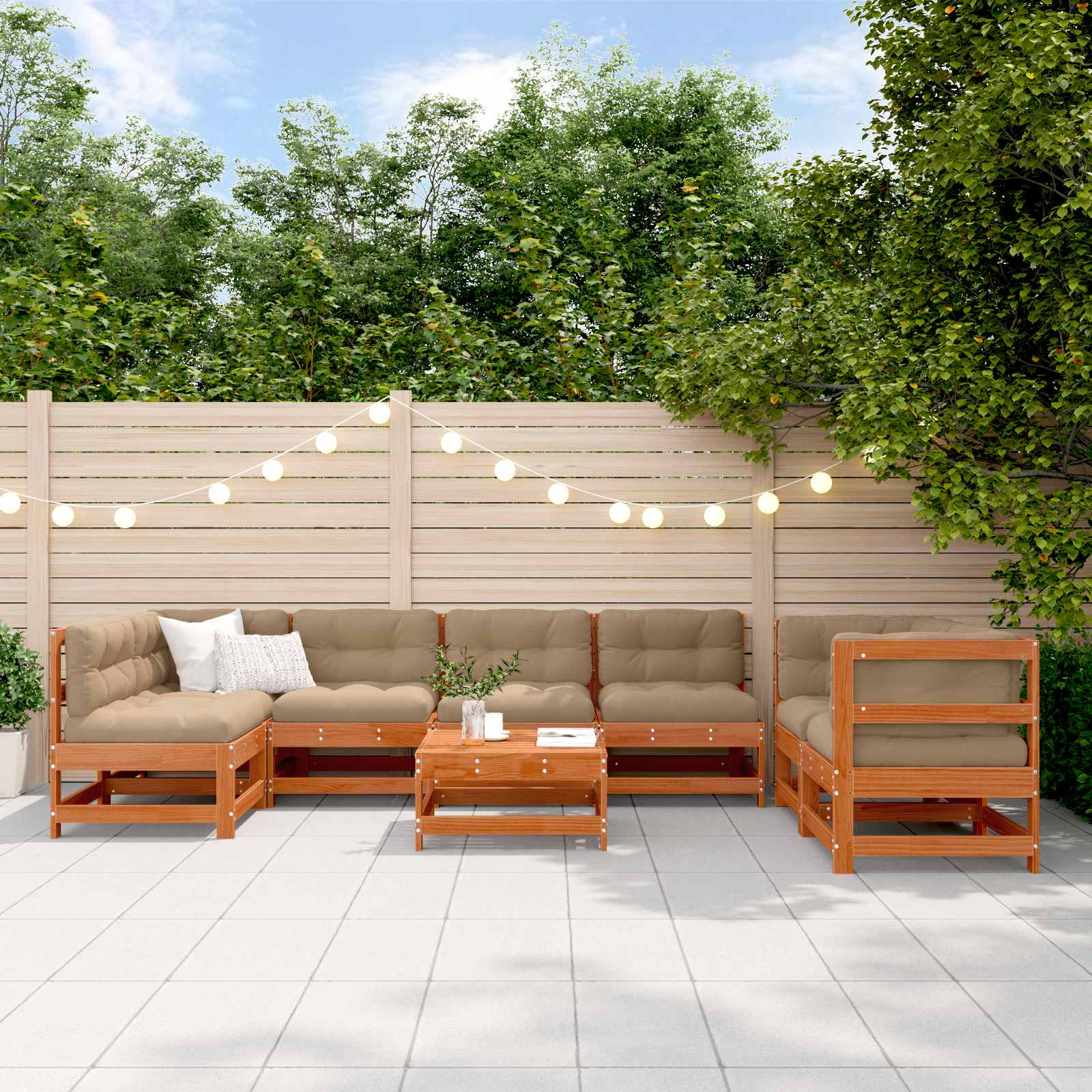 Set lounge namještaja za vrt 8 pcs Vosak Smeđa Masivna borovina