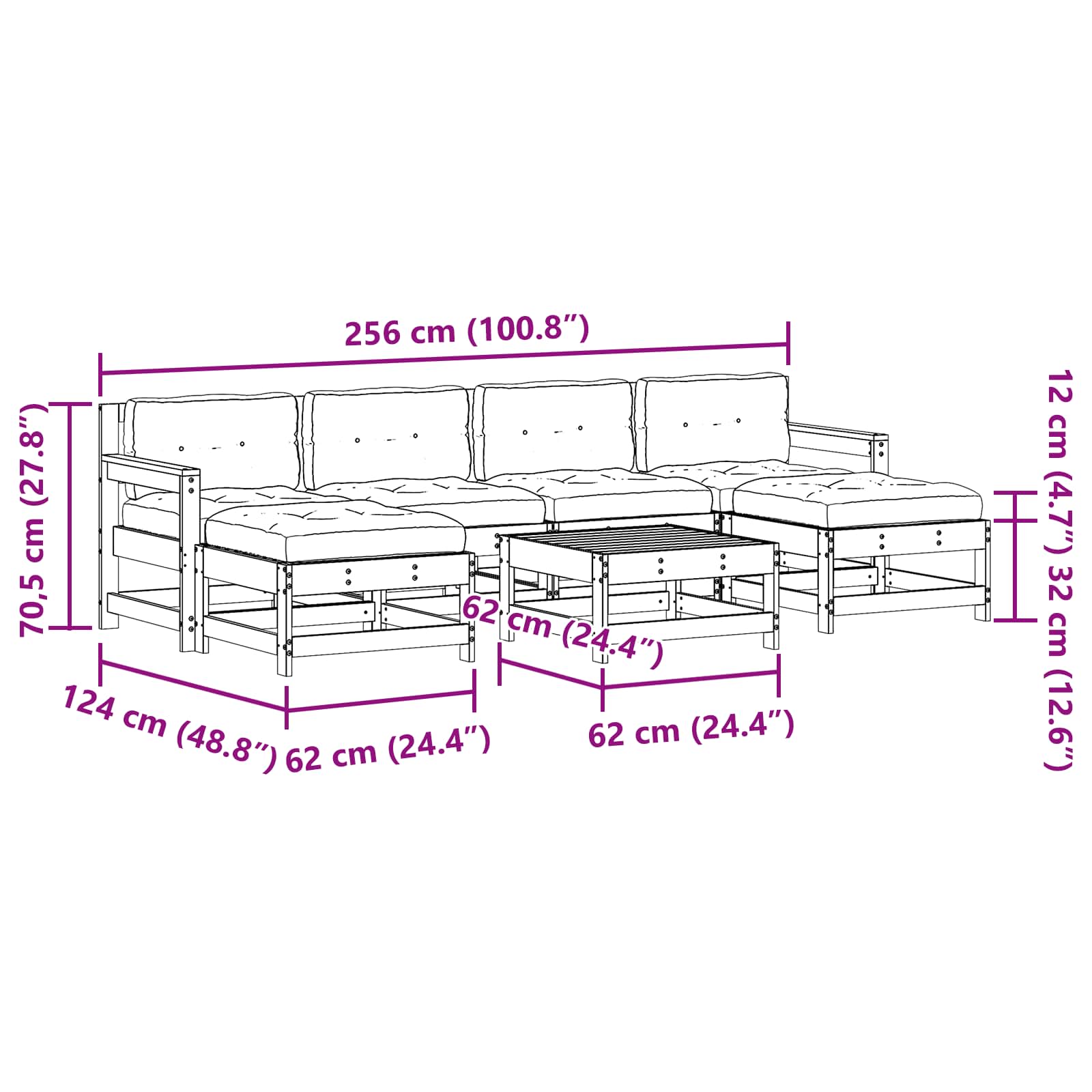 Set lounge namještaja za vrt 7 pcs Voštanosmeđa