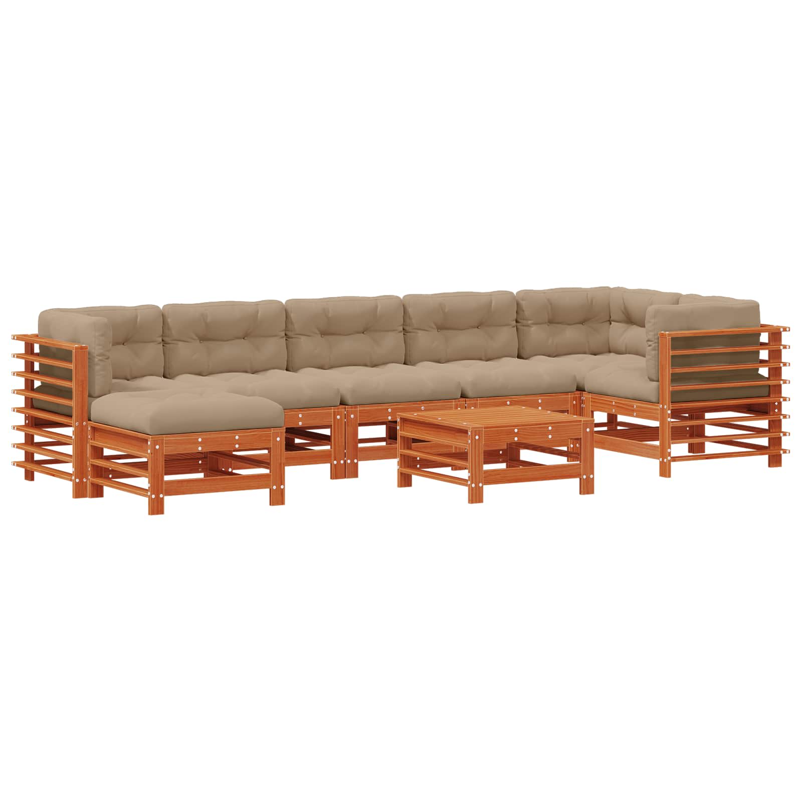 Set lounge namještaja za vrt 8 pcs Vosak Smeđa Masivna borovina