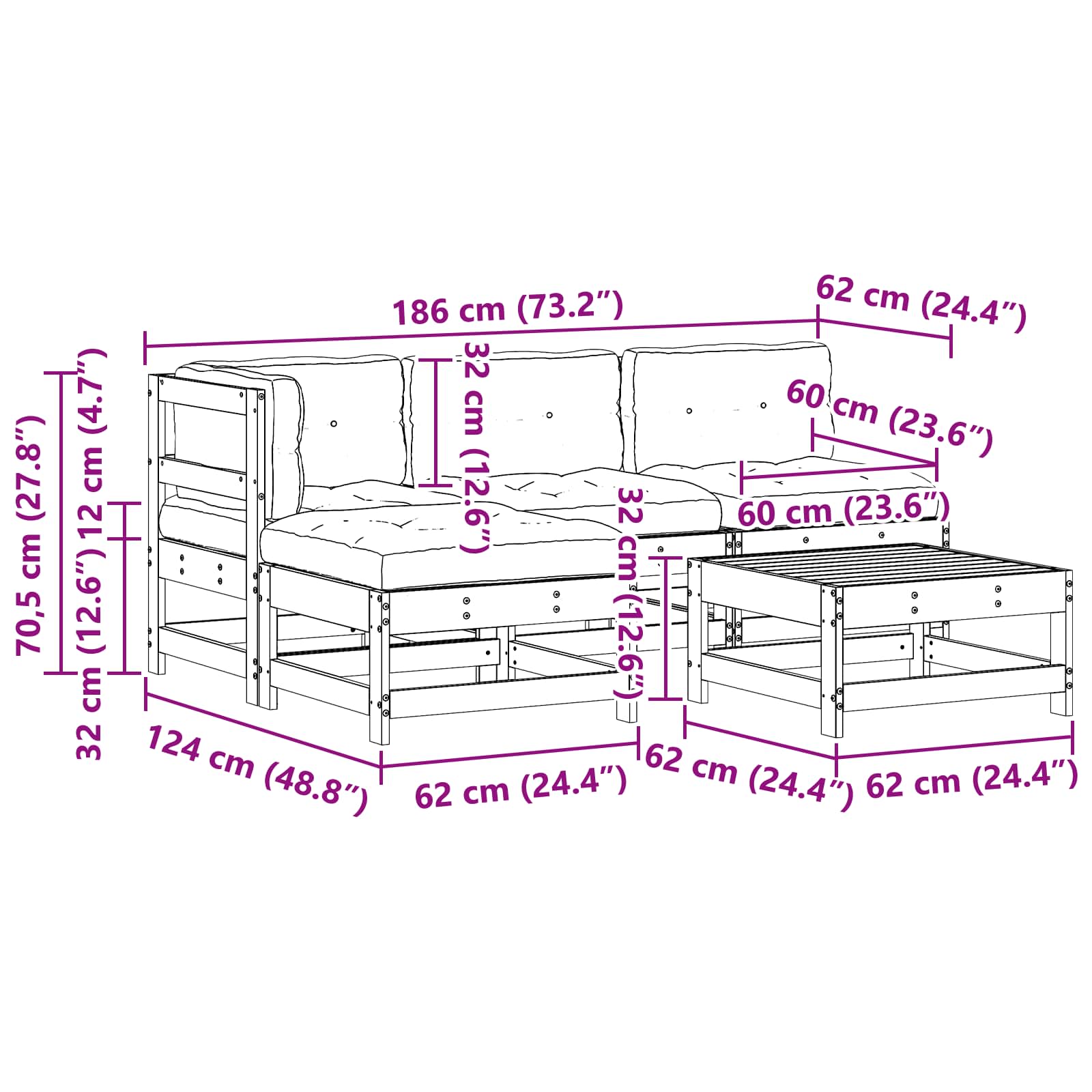 Set lounge namještaja za vrt 5 pcs Voštanosmeđa