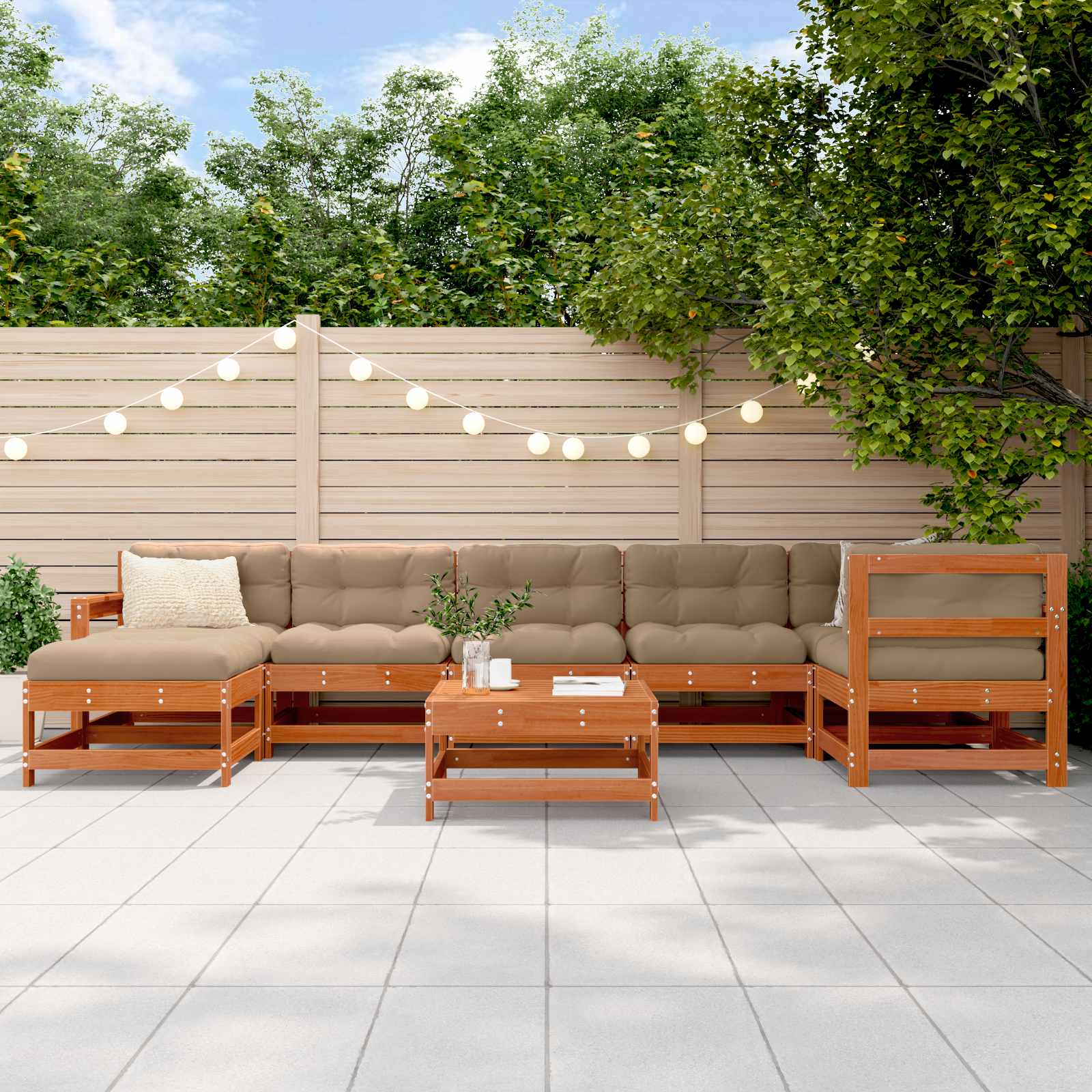 Set lounge namještaja za vrt 8 pcs Vosak Smeđa Masivna borovina