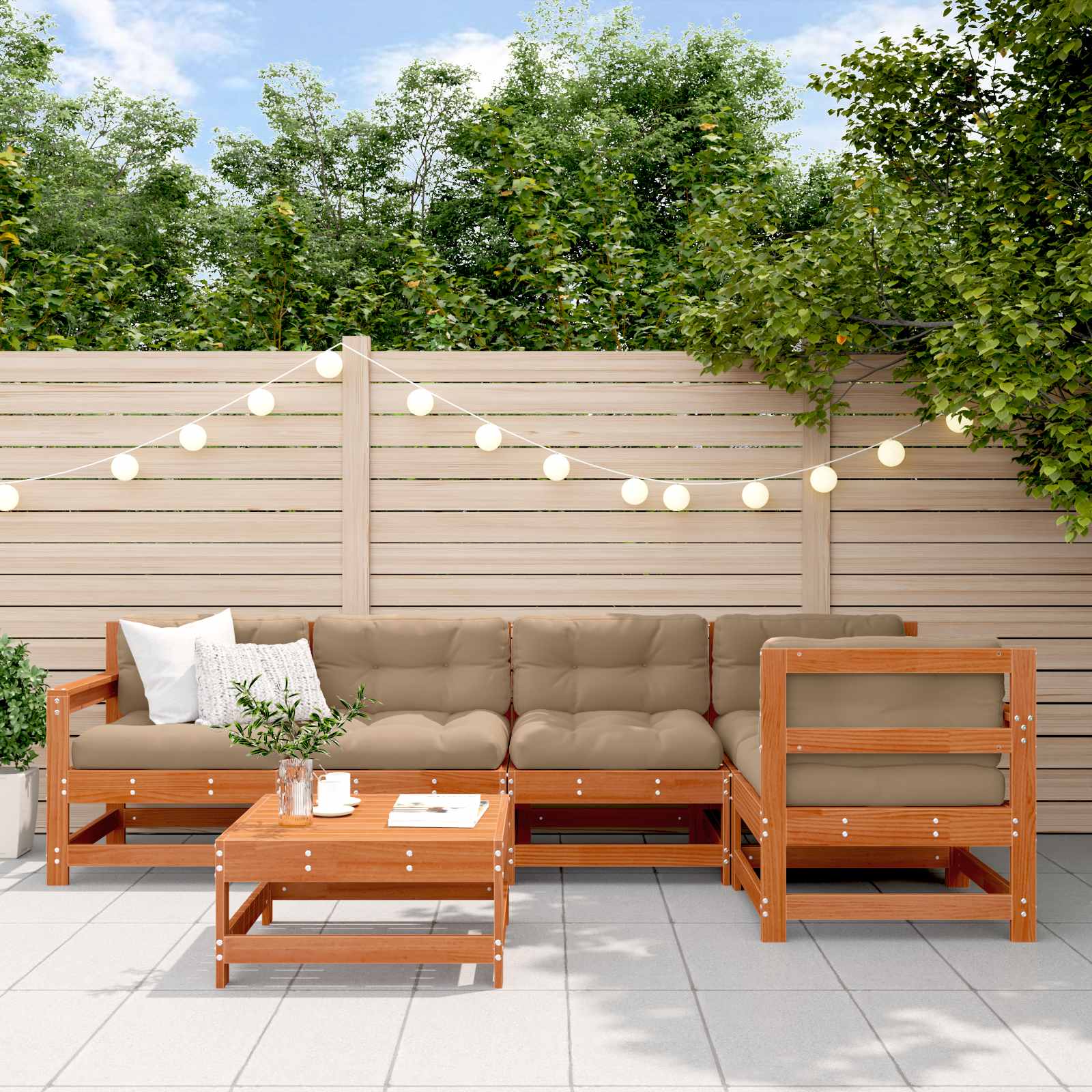 Set lounge namještaja za vrt 6 pcs Vosak Smeđa Masivna borovina