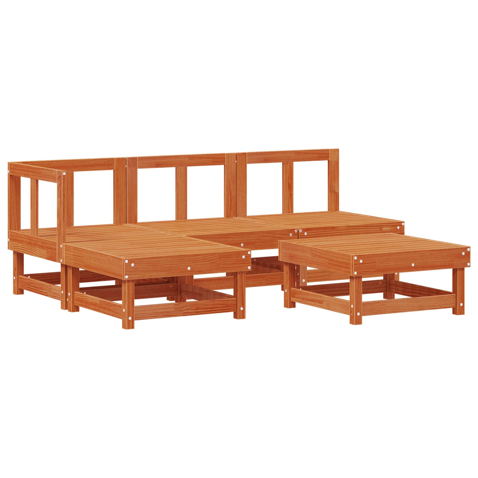 Set lounge namještaja za vrt 5 pcs Vosak Smeđa Masivna borovina