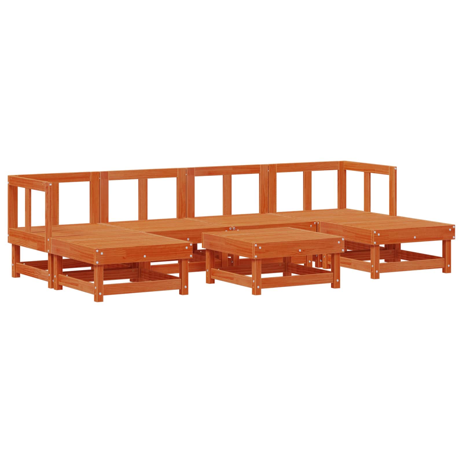 Set lounge namještaja za vrt 7 pcs Vosak Smeđa Masivna borovina