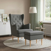 Fotelja s footstoolom 2 kom. Tamnosiva Tkanina