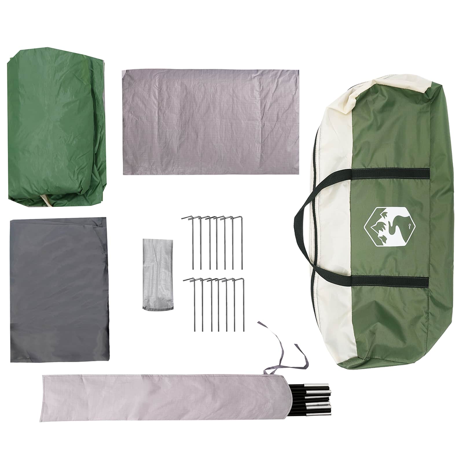 Obiteljski šator s krovom Zelena 380 x 260 x 190 cm Poliester