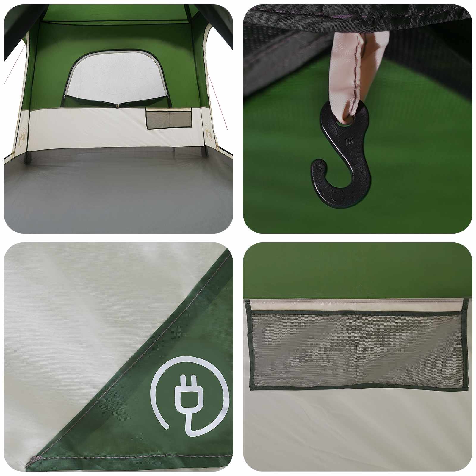 Obiteljski šator s krovom Zelena 380 x 260 x 190 cm Poliester