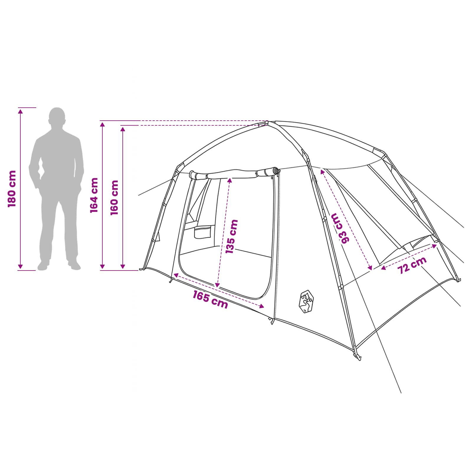 Kabinski šator s krovom Zelena 300 x 210 x 156 cm Poliester
