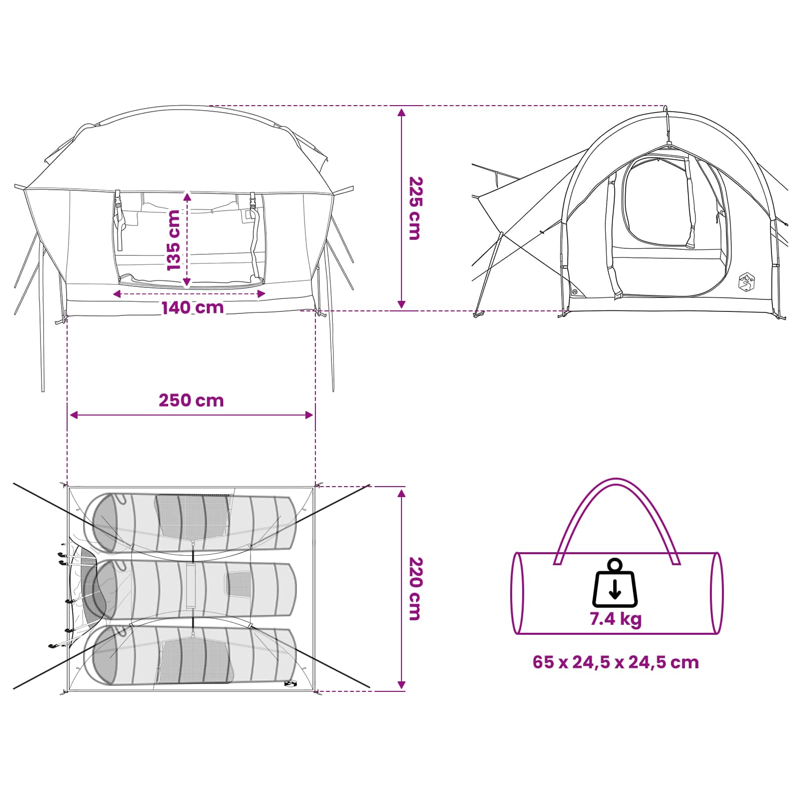 Šator za auto s krovom Maslinasto zelena 239 x 210 x 210 cm