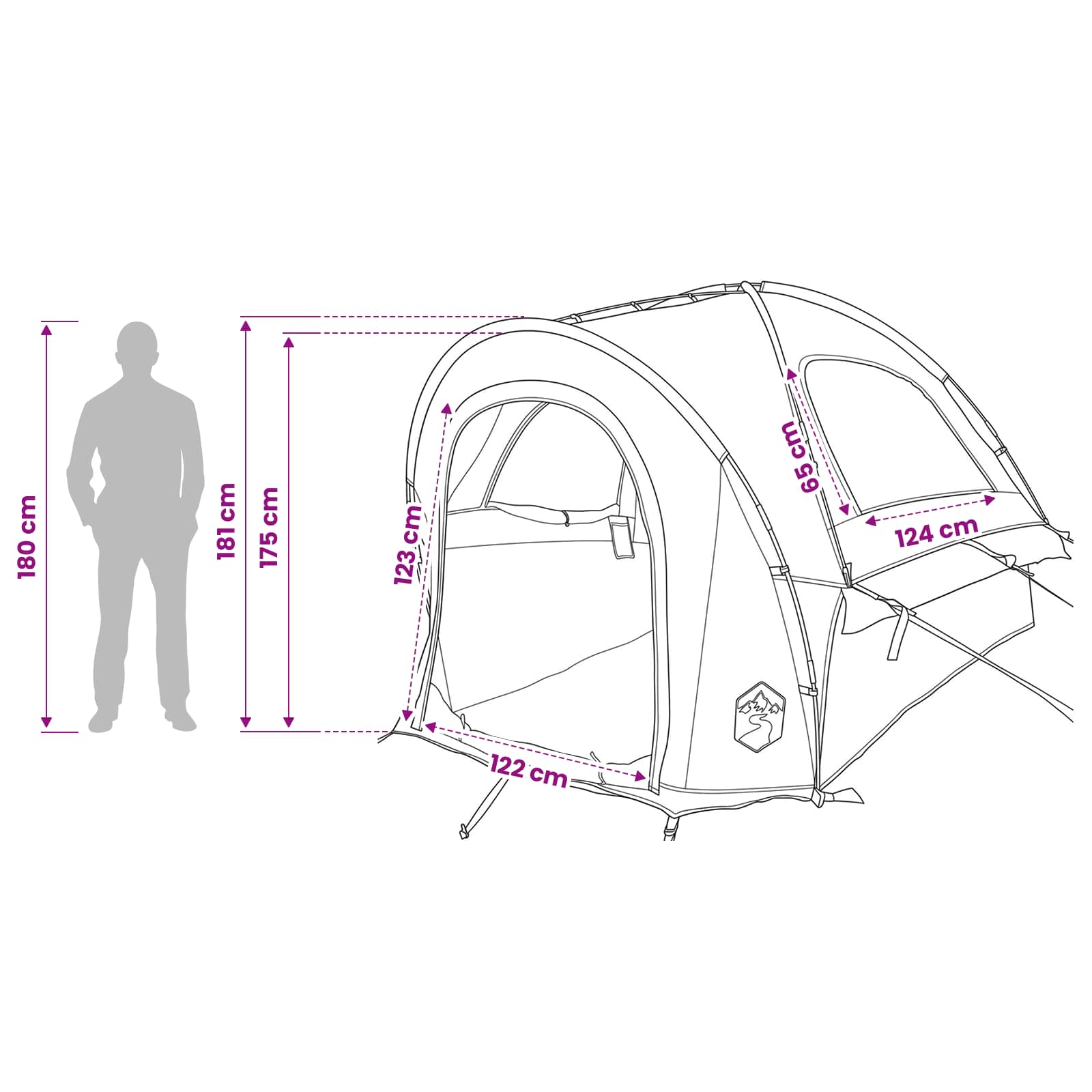 Šator za auto Plava 200 x 170 x 170 cm Poliester i čelik