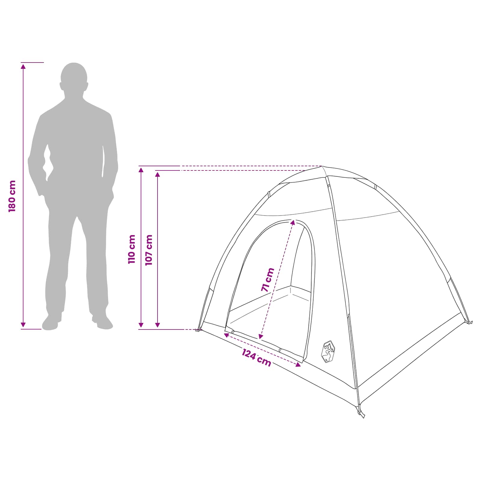 Kamping šator s krovom Plava 190 x 140 x 105 cm