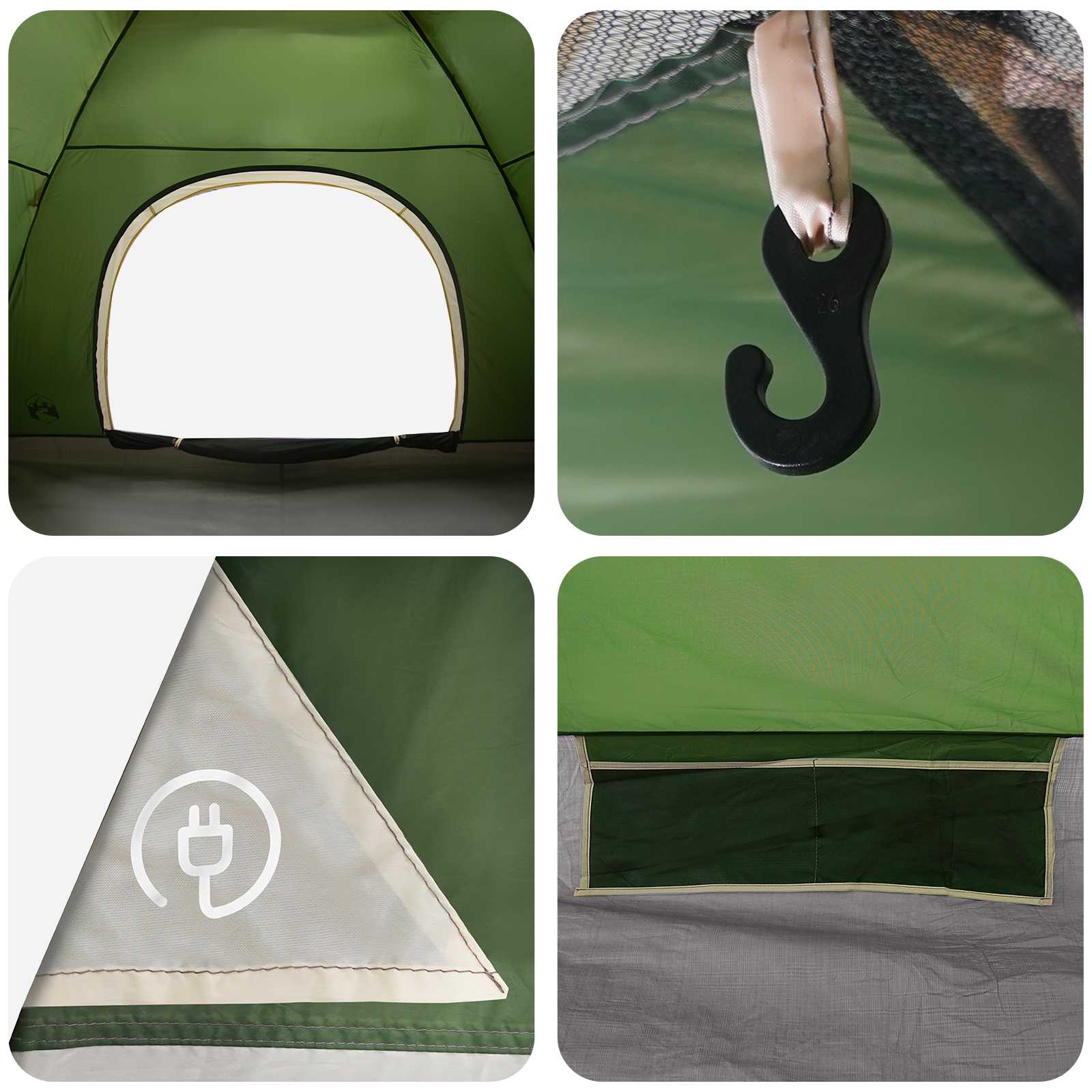 Kamping šator s krovom Zelena 275 x 215 x 125 cm