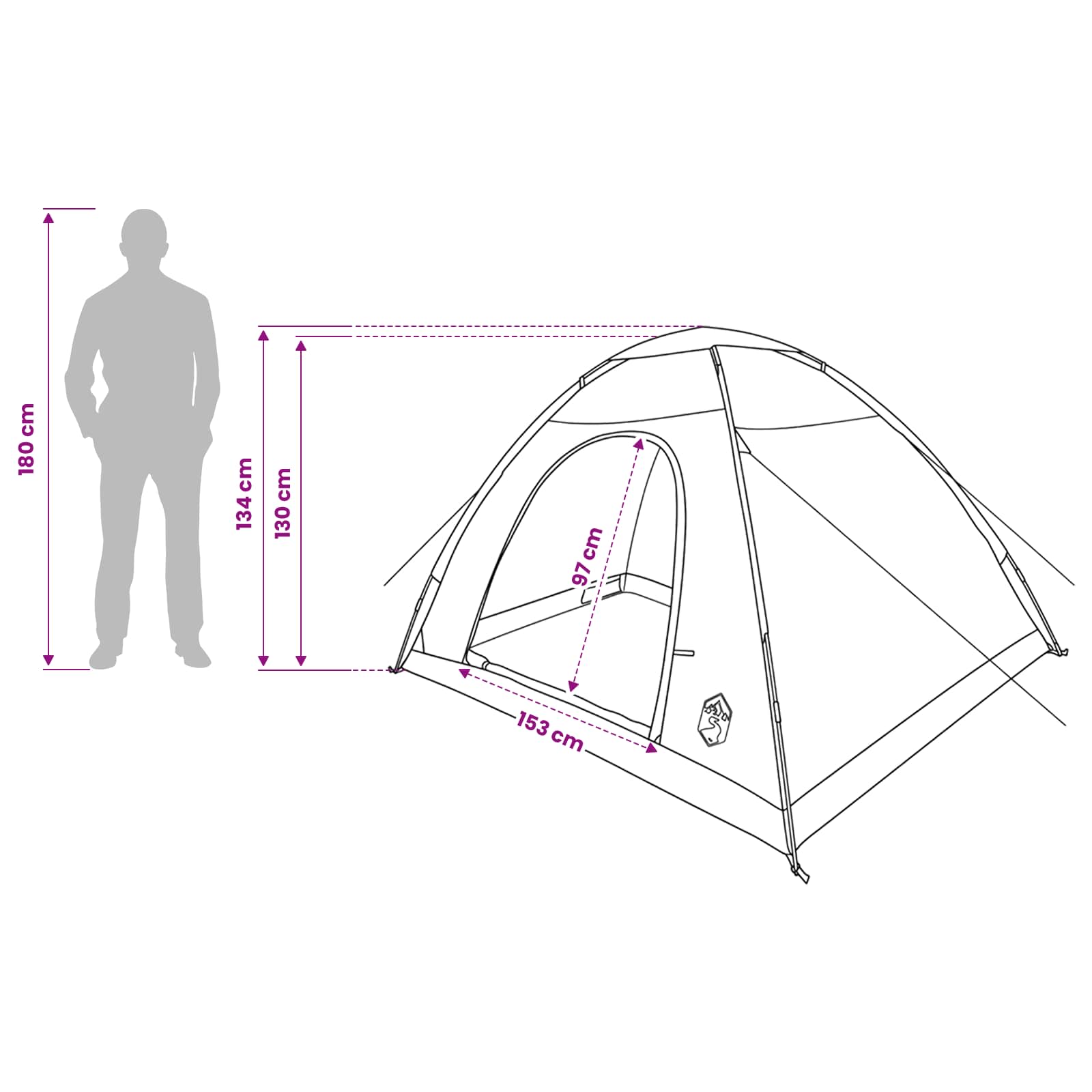 Kamping šator s krovom Zelena 275 x 215 x 125 cm