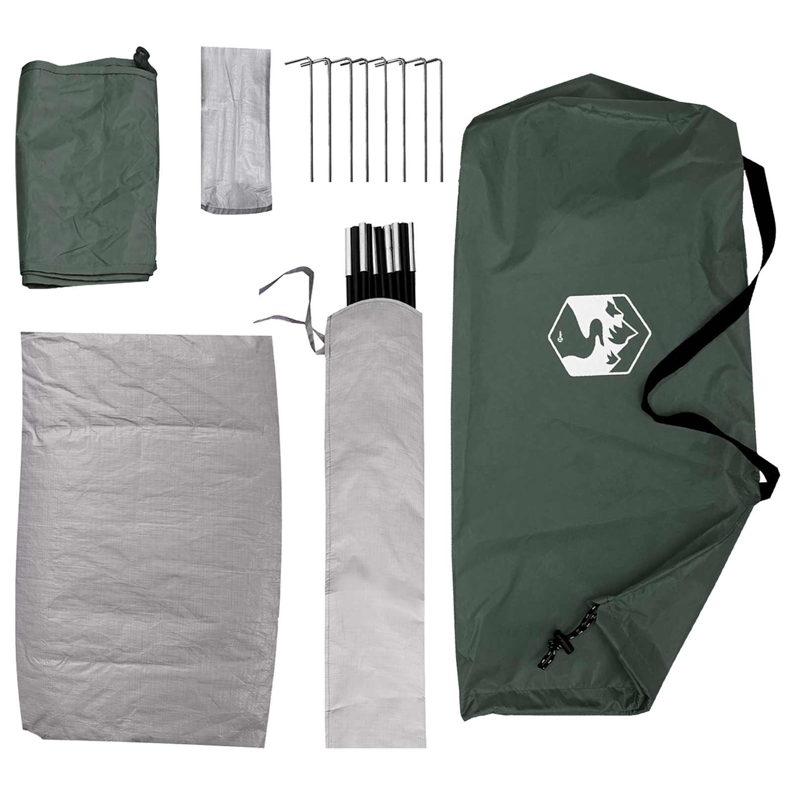 Kamping šator s krovom Maslinasto zelena 275 x 215 x 125 cm